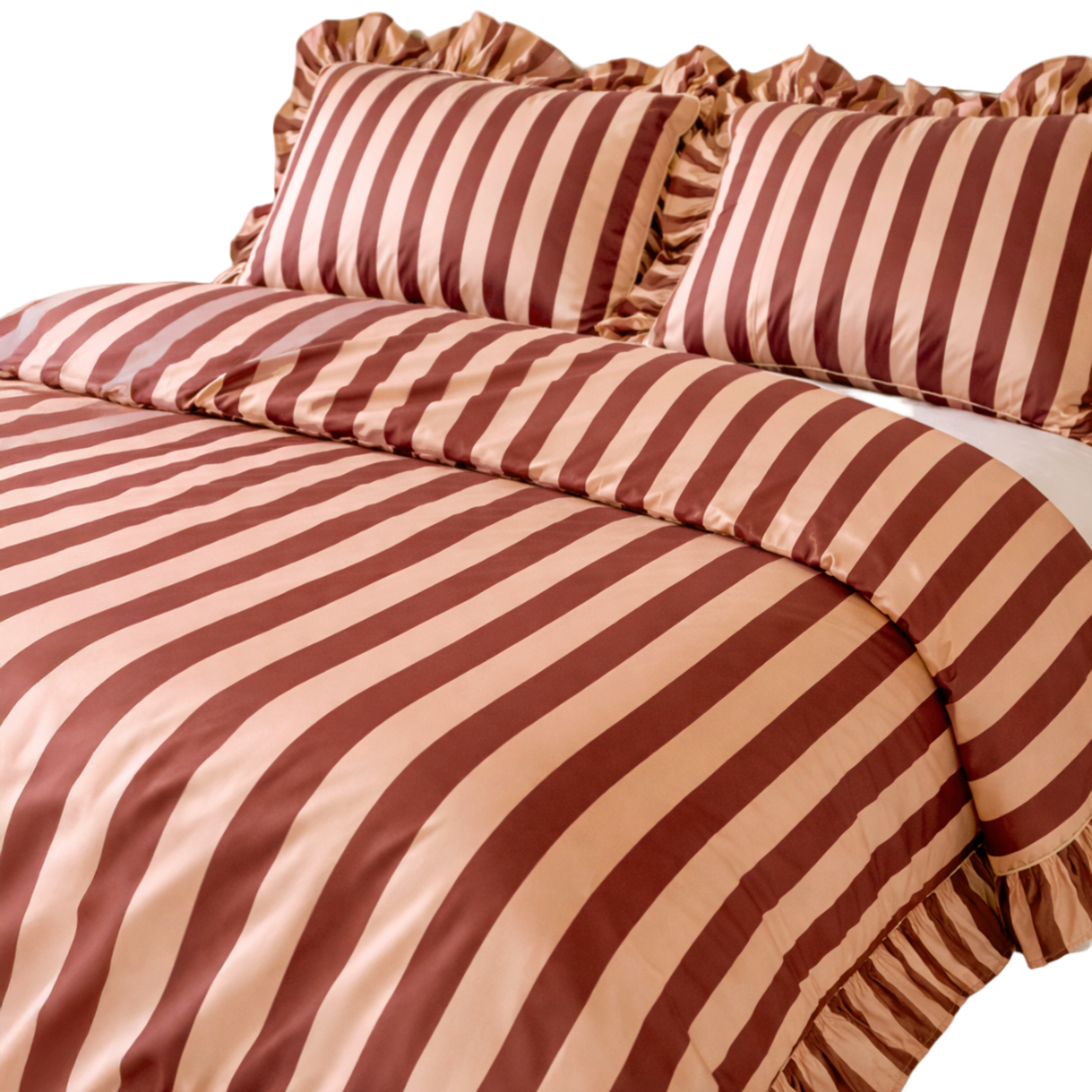 Folded Desert Rose Stripe duvet cover and pillowcase set