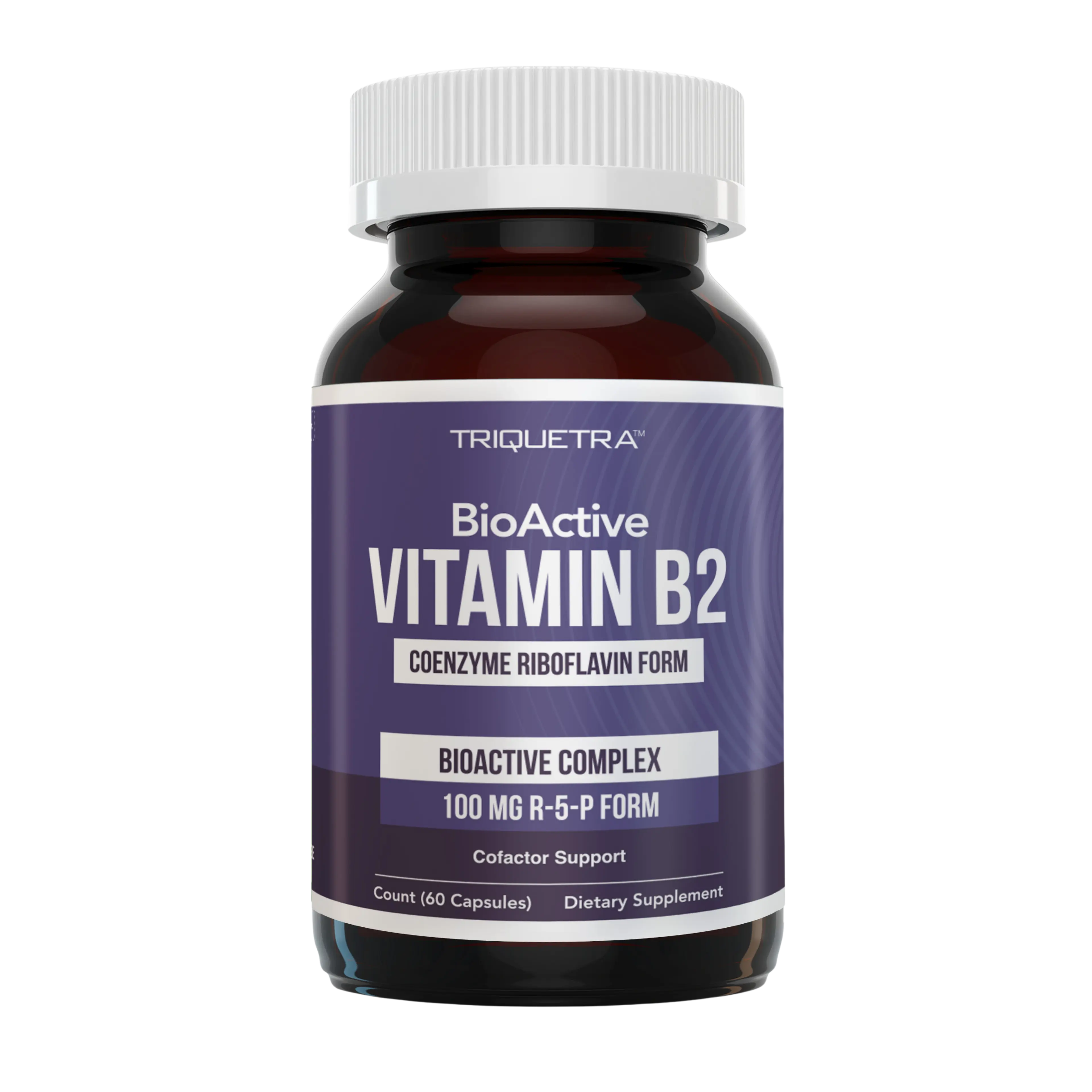 Triquetra BioActive Vitamin B2 supplement bottle (Coenzyme Riboflavin Form, 100mg R-5-P, 60 capsules).