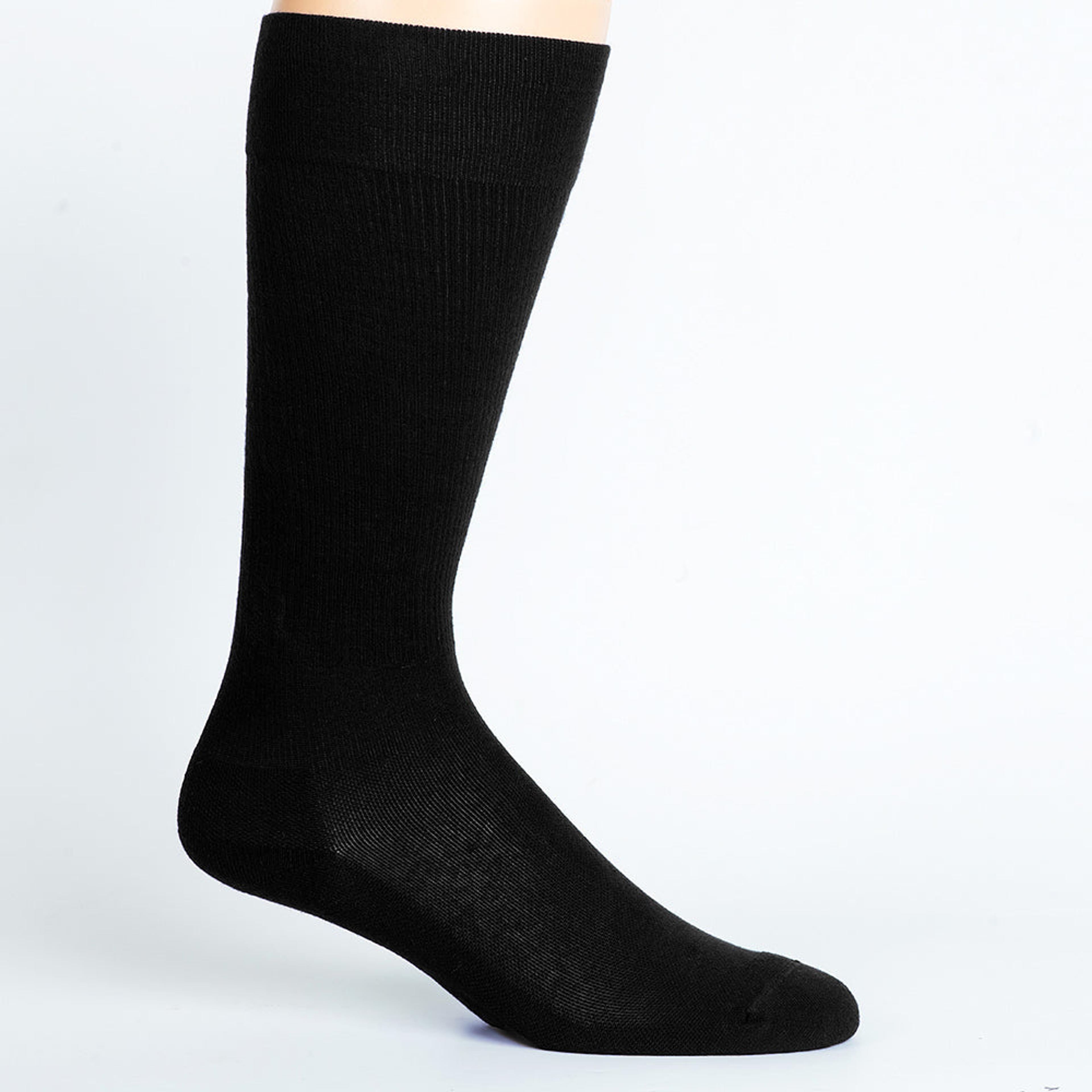 Solid Black Cotton Compression Socks in Black