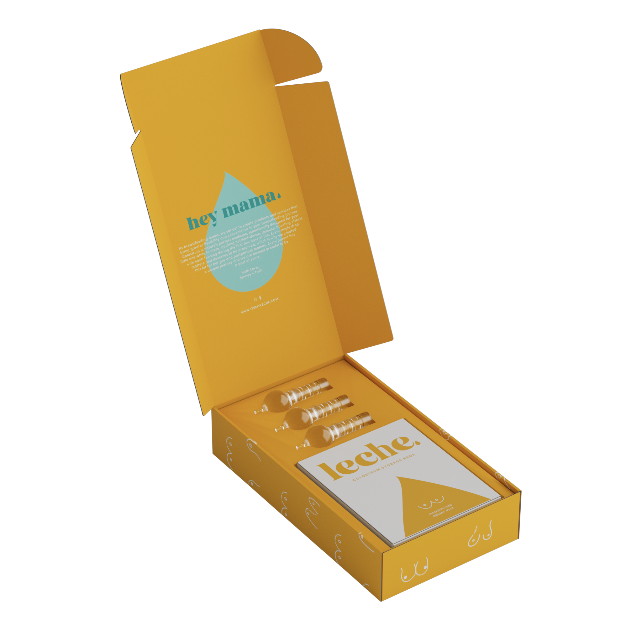 Colostrum collection kit with tubes, funnel, pipette, and storage bags