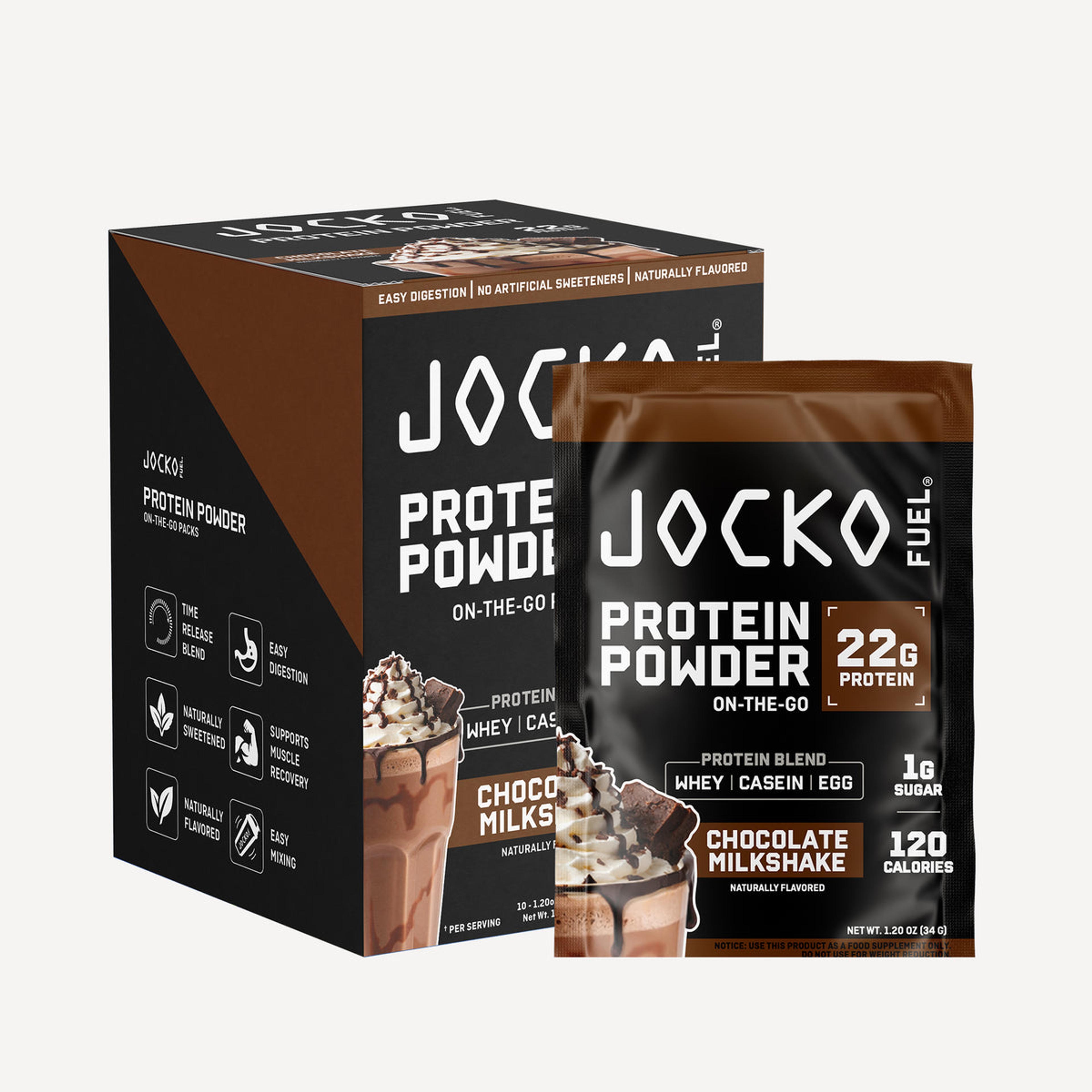 Product image for Jocko Fuel Whey Mölk Protein Powder On-the-Go Packs (10-Pack) in Chocolate Milkshake