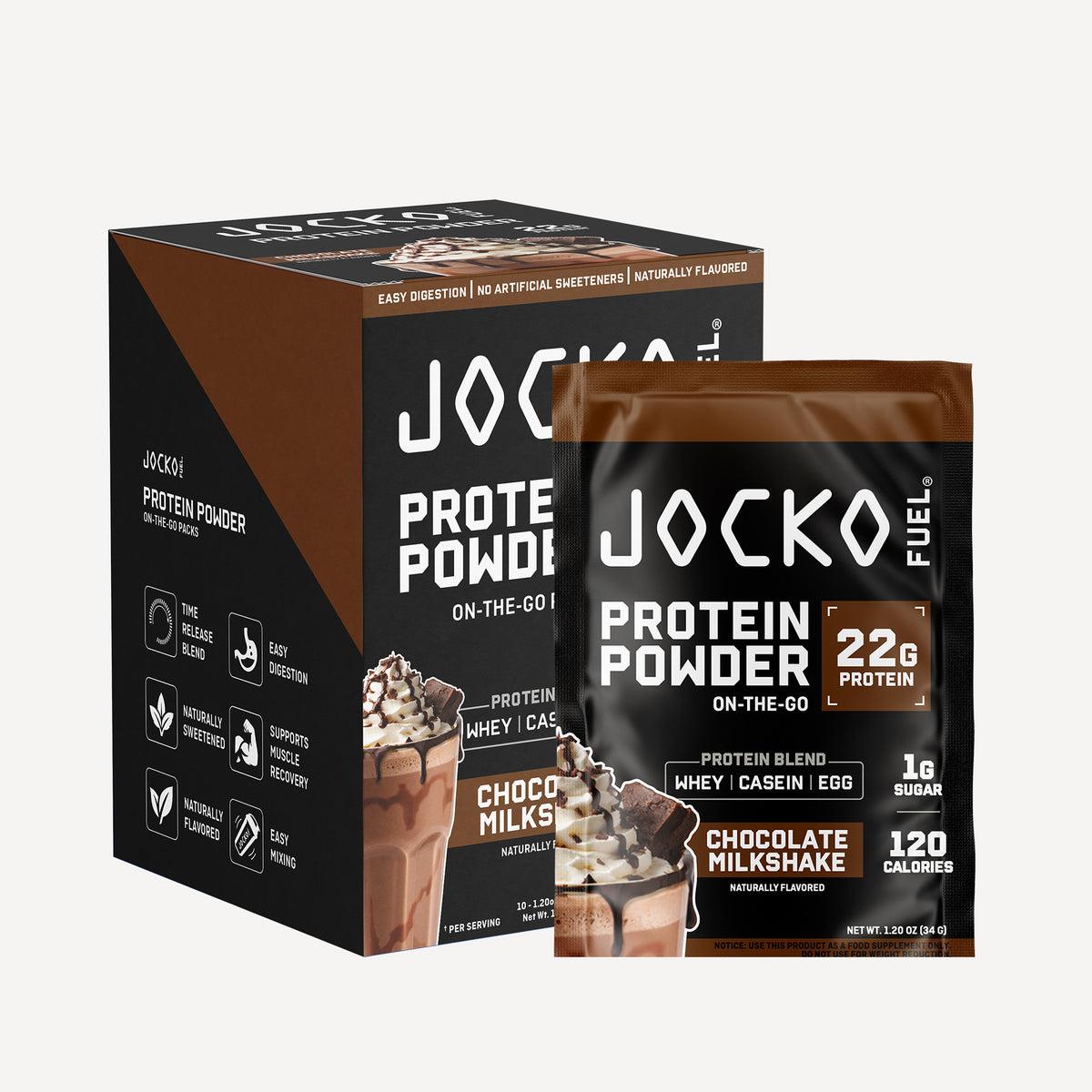 Product image for Jocko Fuel Whey Mölk Protein Powder On-the-Go Packs (10-Pack) in Chocolate Milkshake
