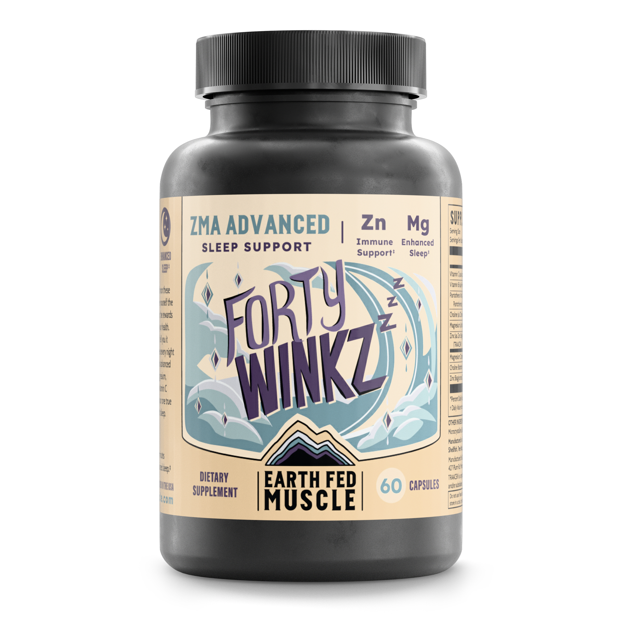 Bottle of Forty Winkz ZMA sleep supplement