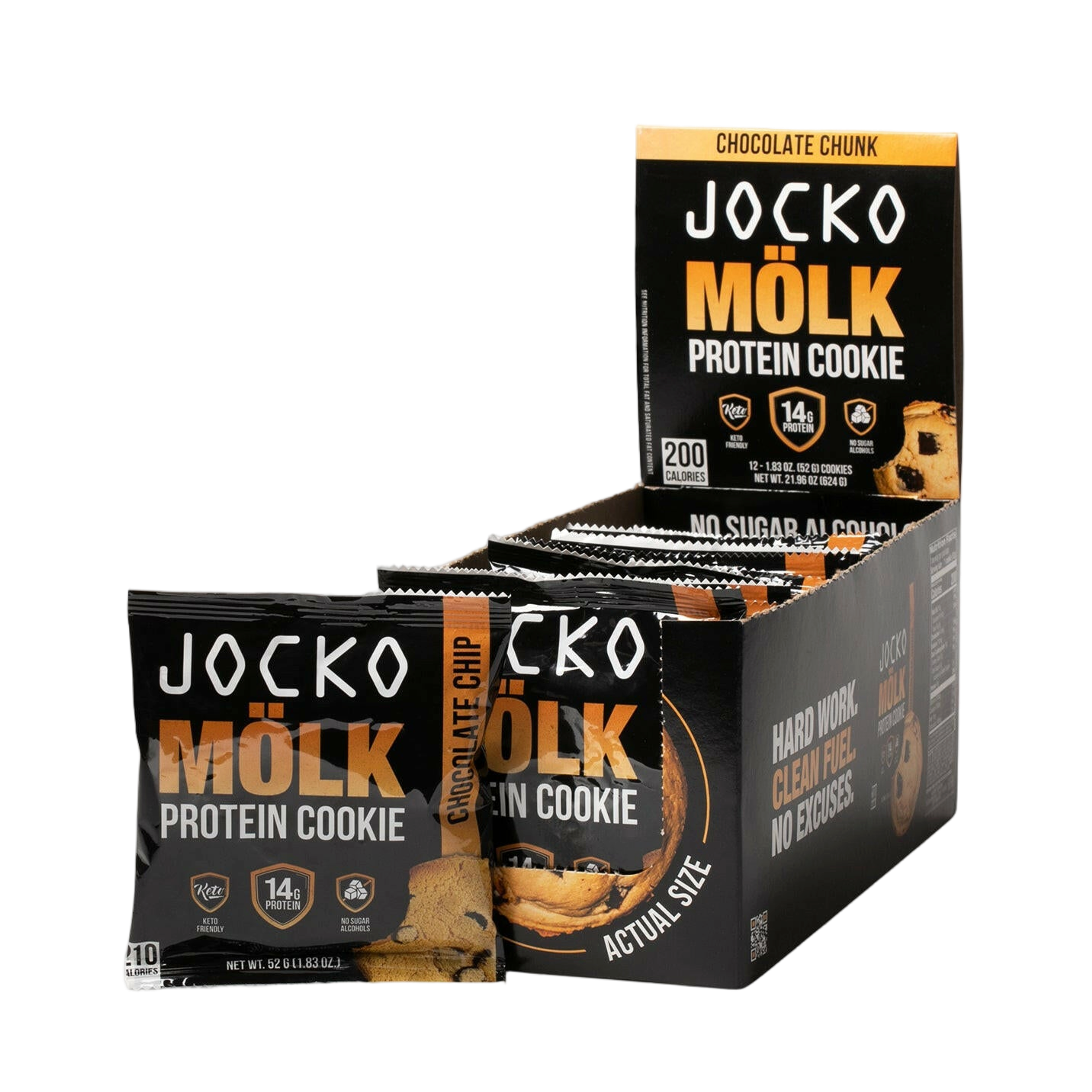 Package of Jocko Fuel chocolate chip protein cookies