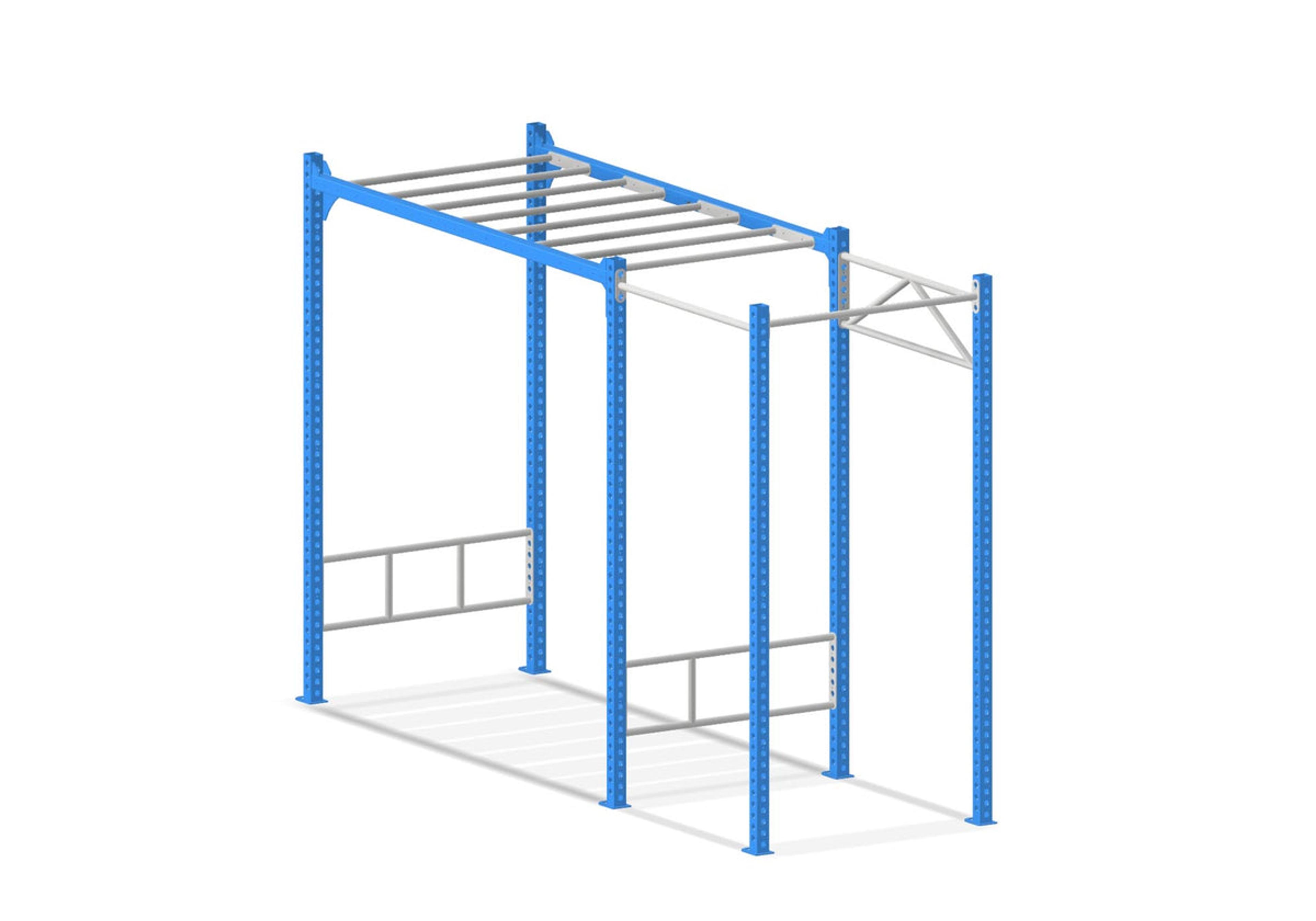 Compact Ninja Swing Set - 3-Swings / with Single Post Climbing Extension without Climbing Rope / with 4-Panel (8'x8') Climbi...