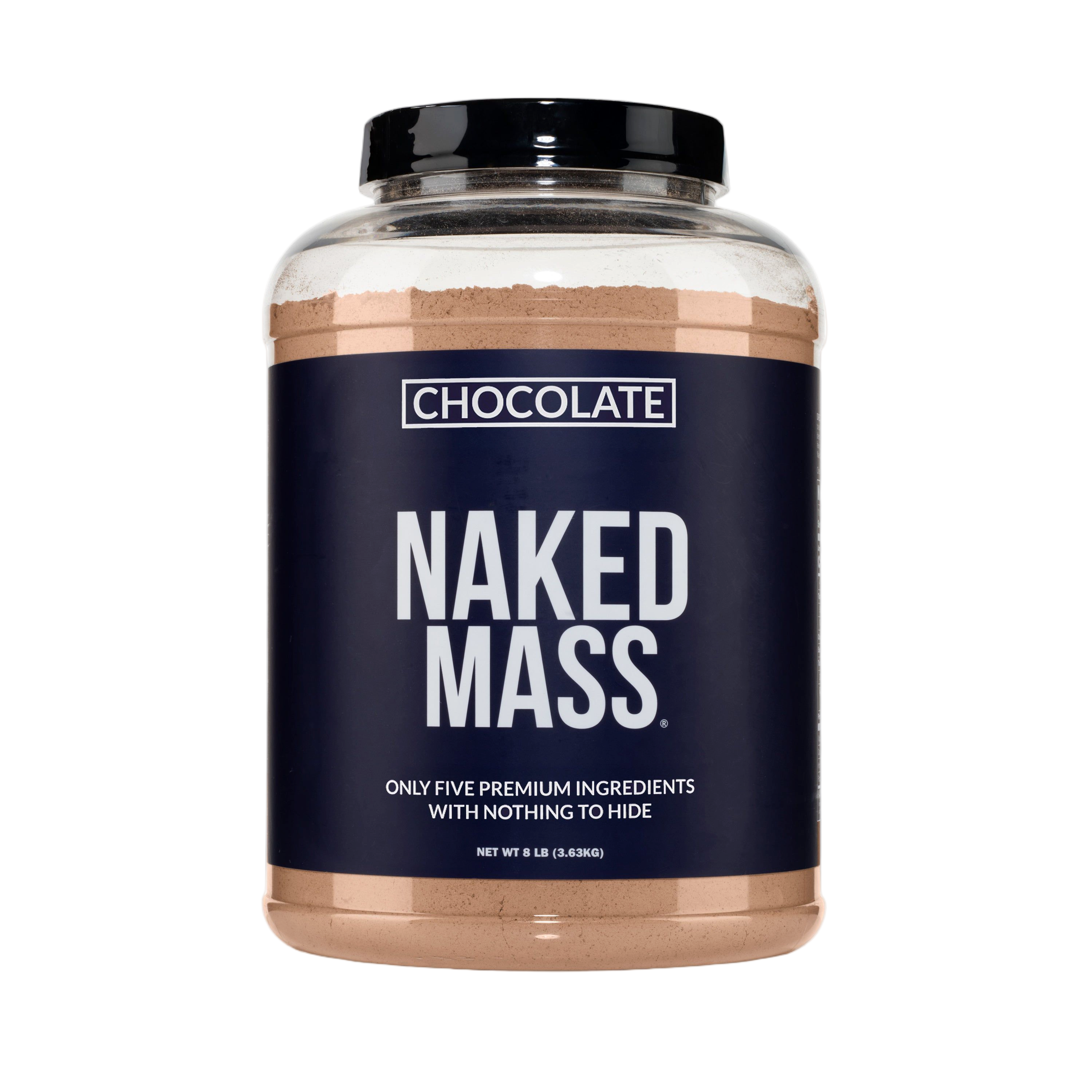 Container of Naked Chocolate Mass 8lb gainer powder