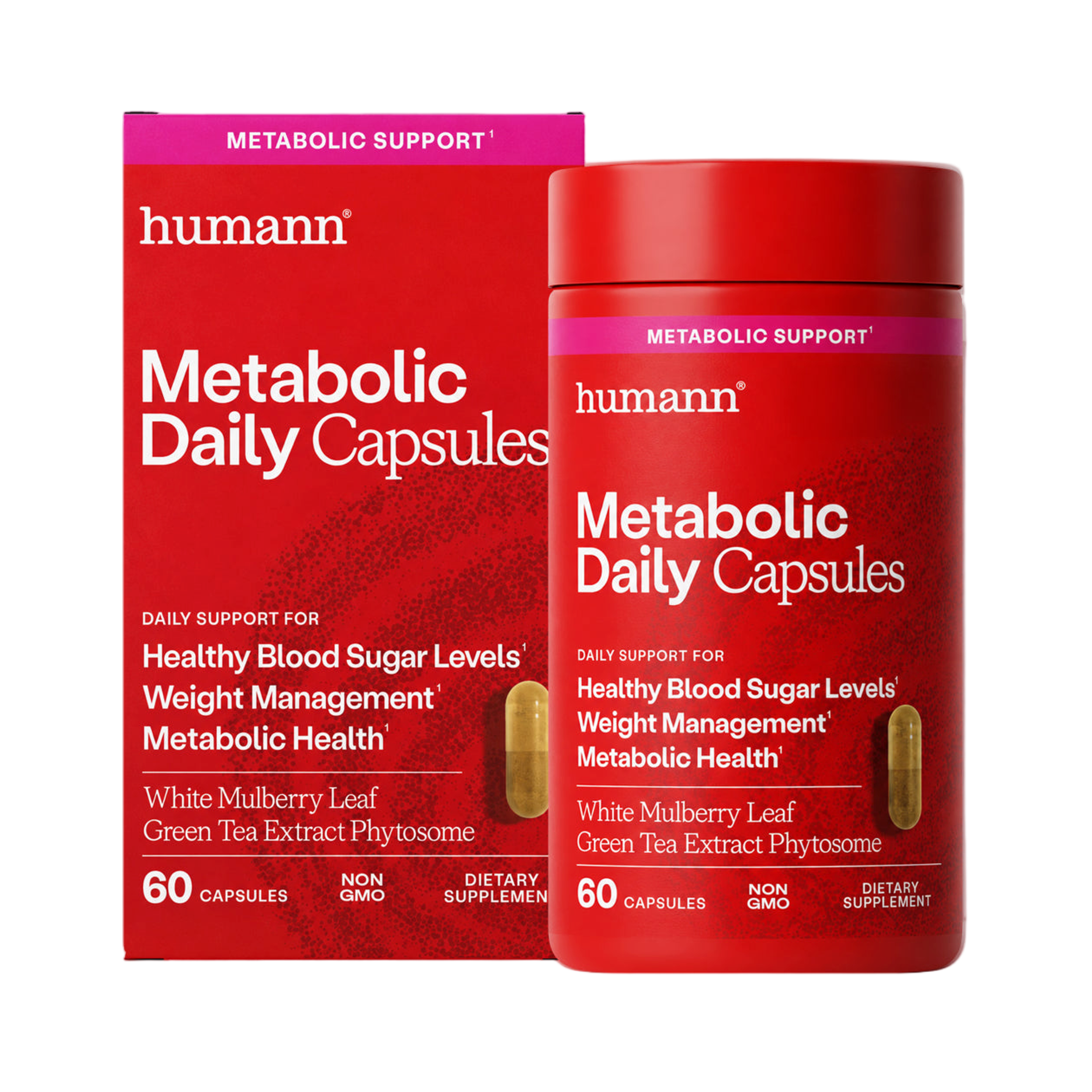 Bottle of Humann Metabolic Daily Capsules, 60 count