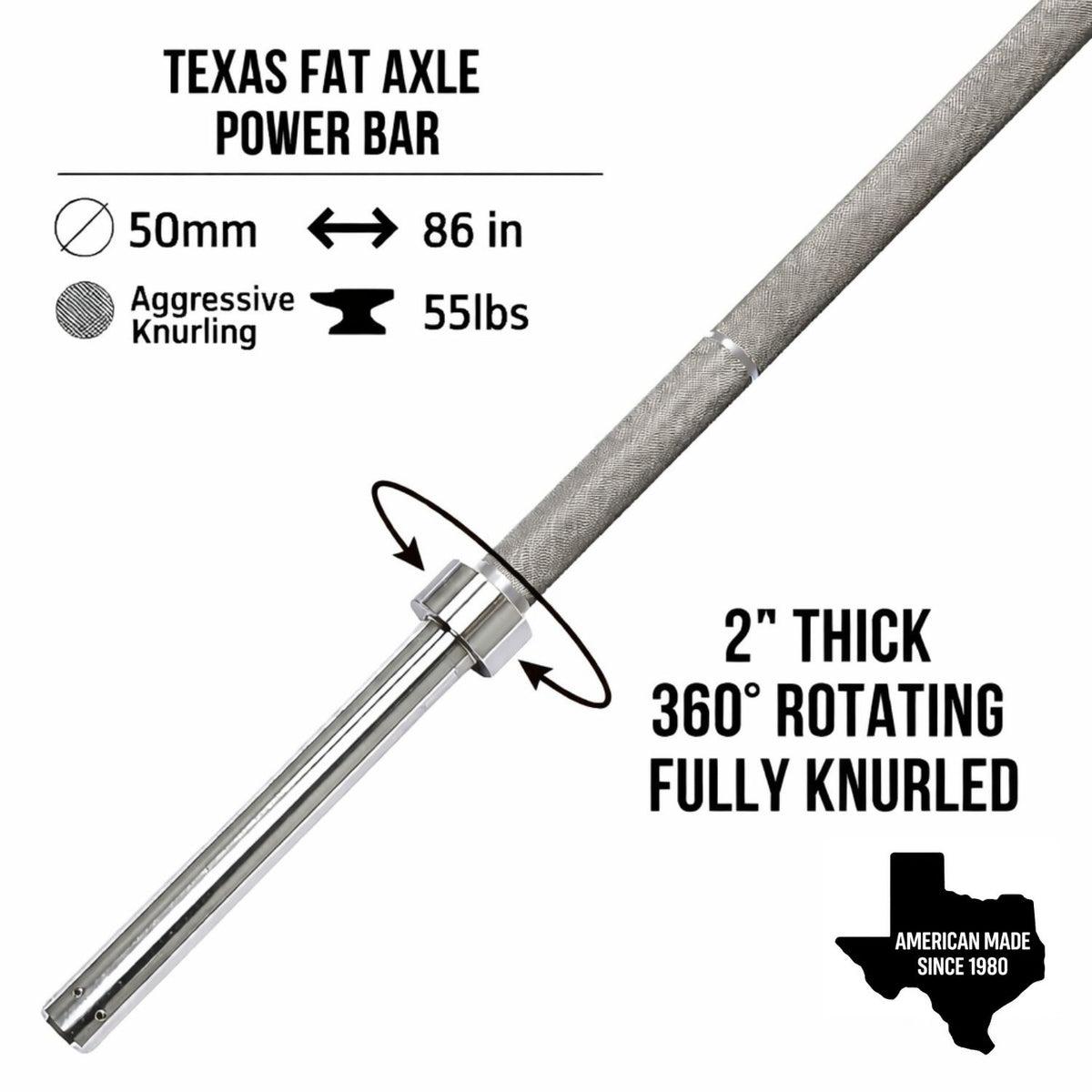 Product image for Texas 2" Fat Axle Power Barbell in Bare Steel
