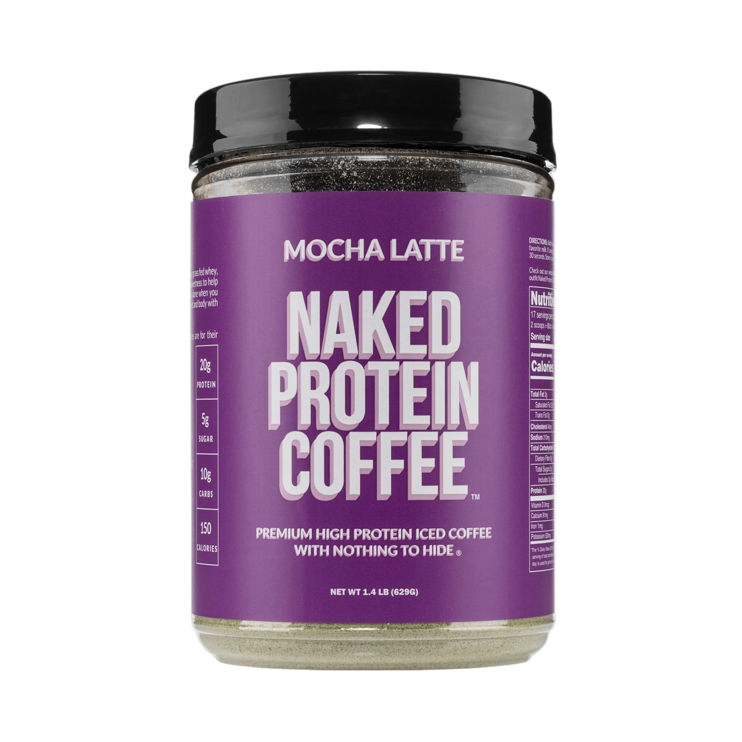 Bag of mocha protein coffee powder with product description text