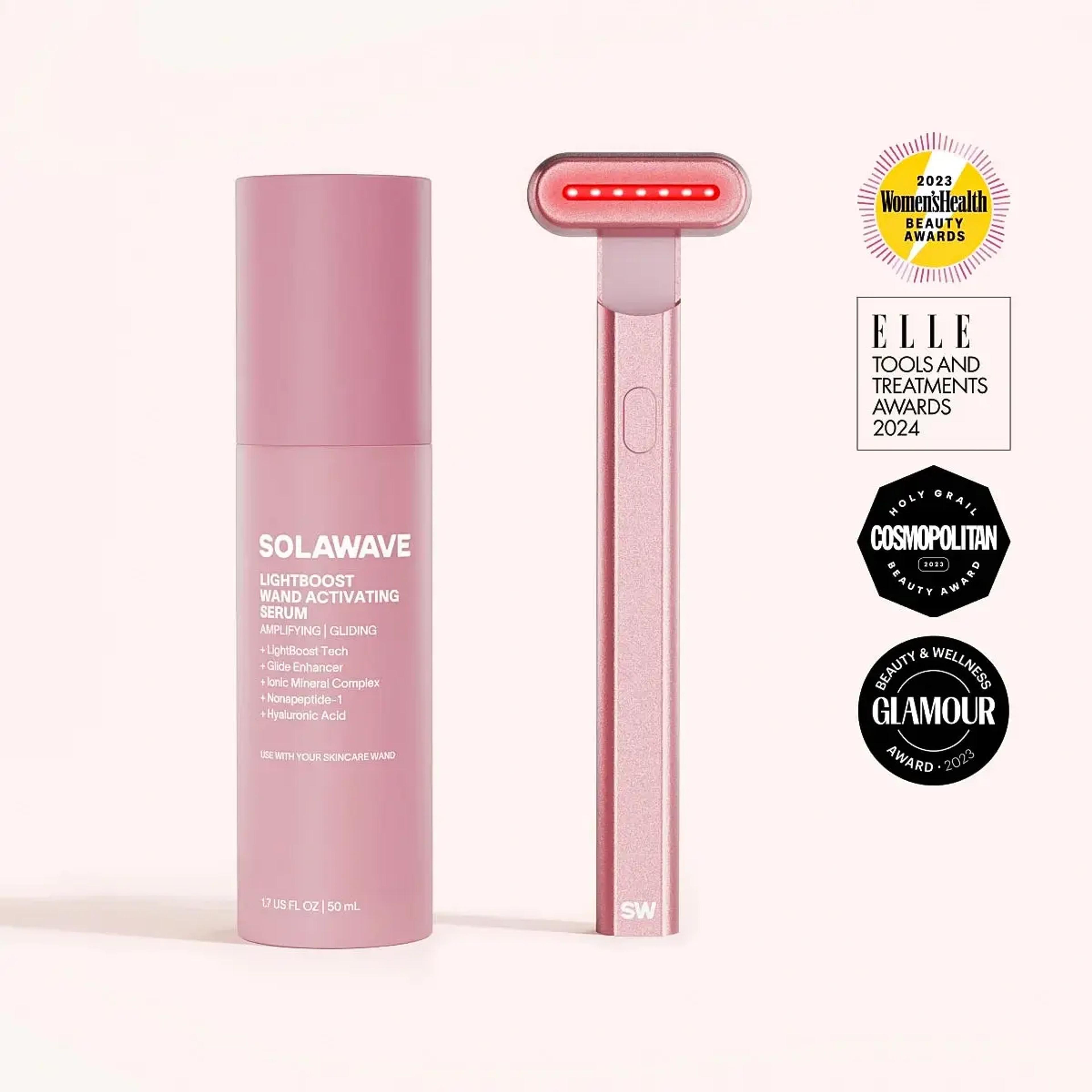 4-in-1 Radiant Renewal Skincare Wand with Red Light Therapy in Rose Gold