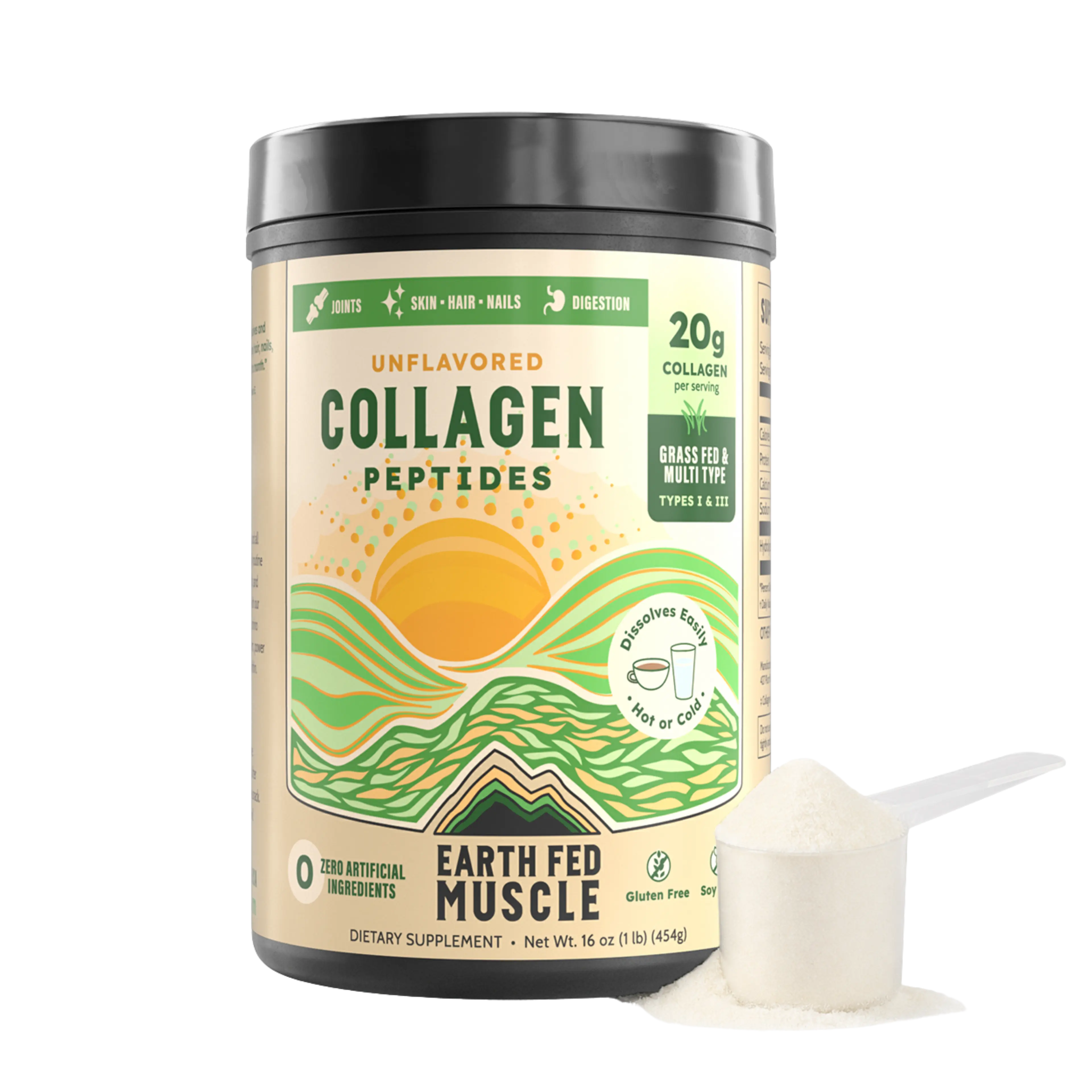 Container of Earth Fed Muscle unflavored collagen peptides