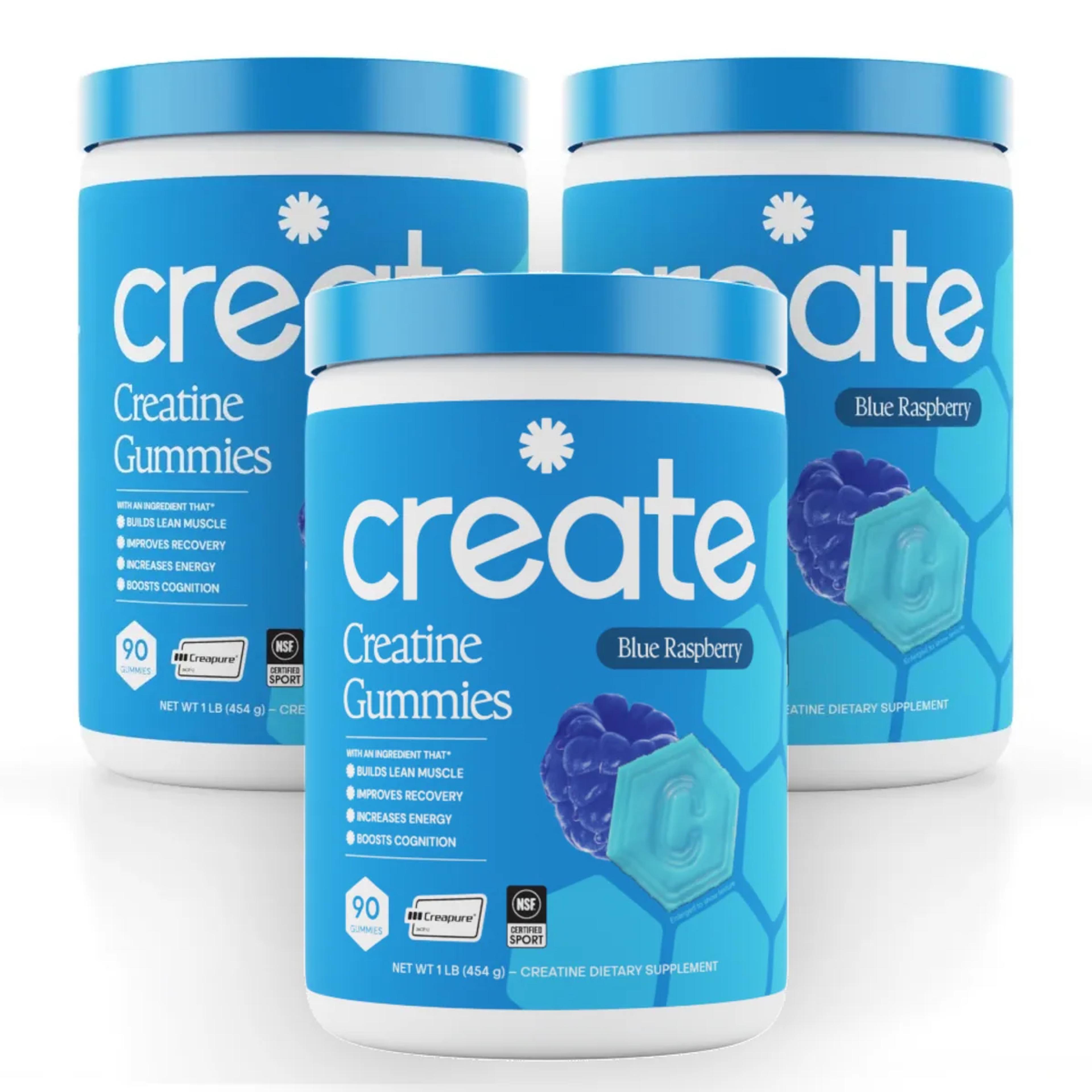 Product image for Create Creatine Monohydrate Gummies in Blue Raspberry