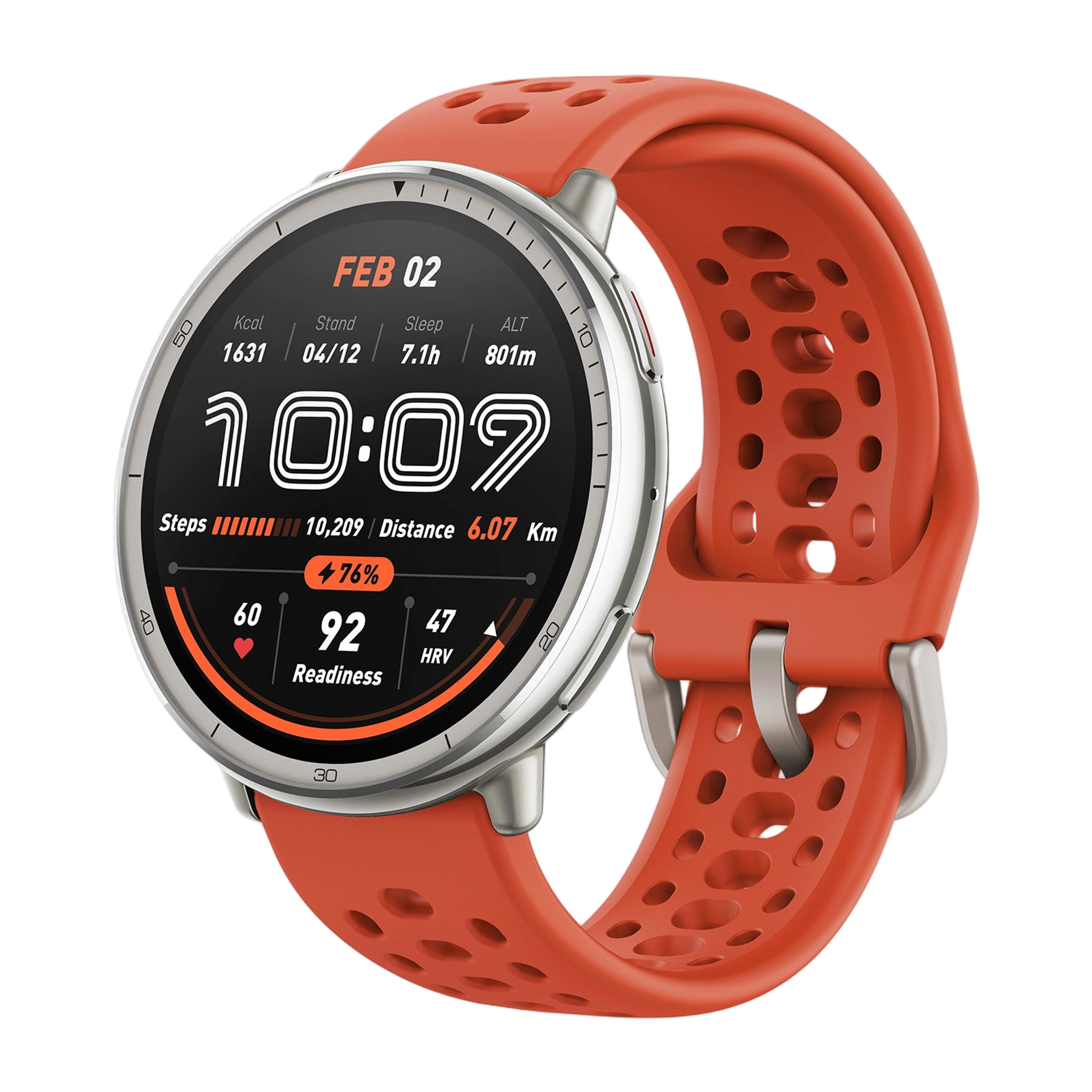 Round Amazfit Active 2 smartwatch with stainless steel case