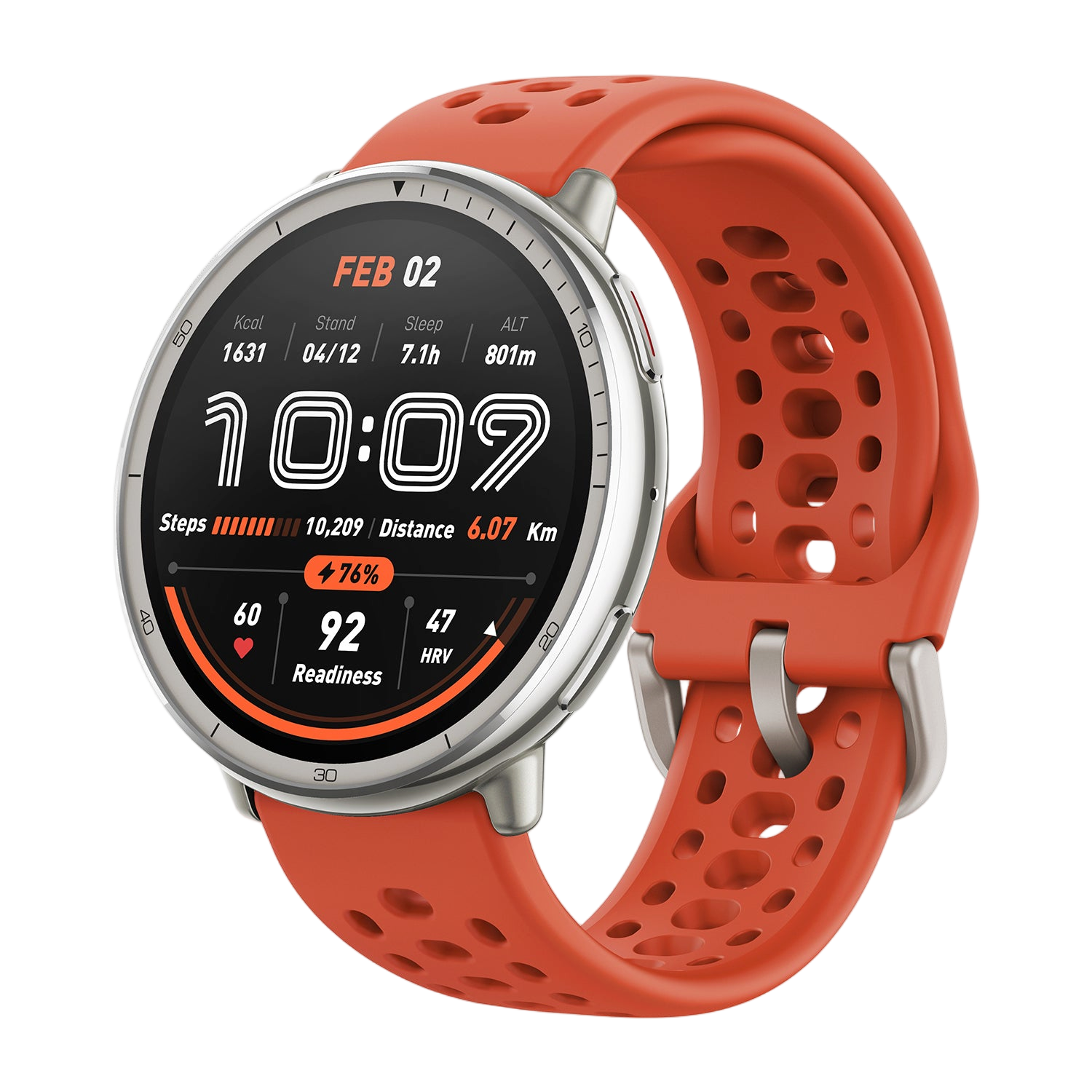 Round Amazfit Active 2 smartwatch with stainless steel case