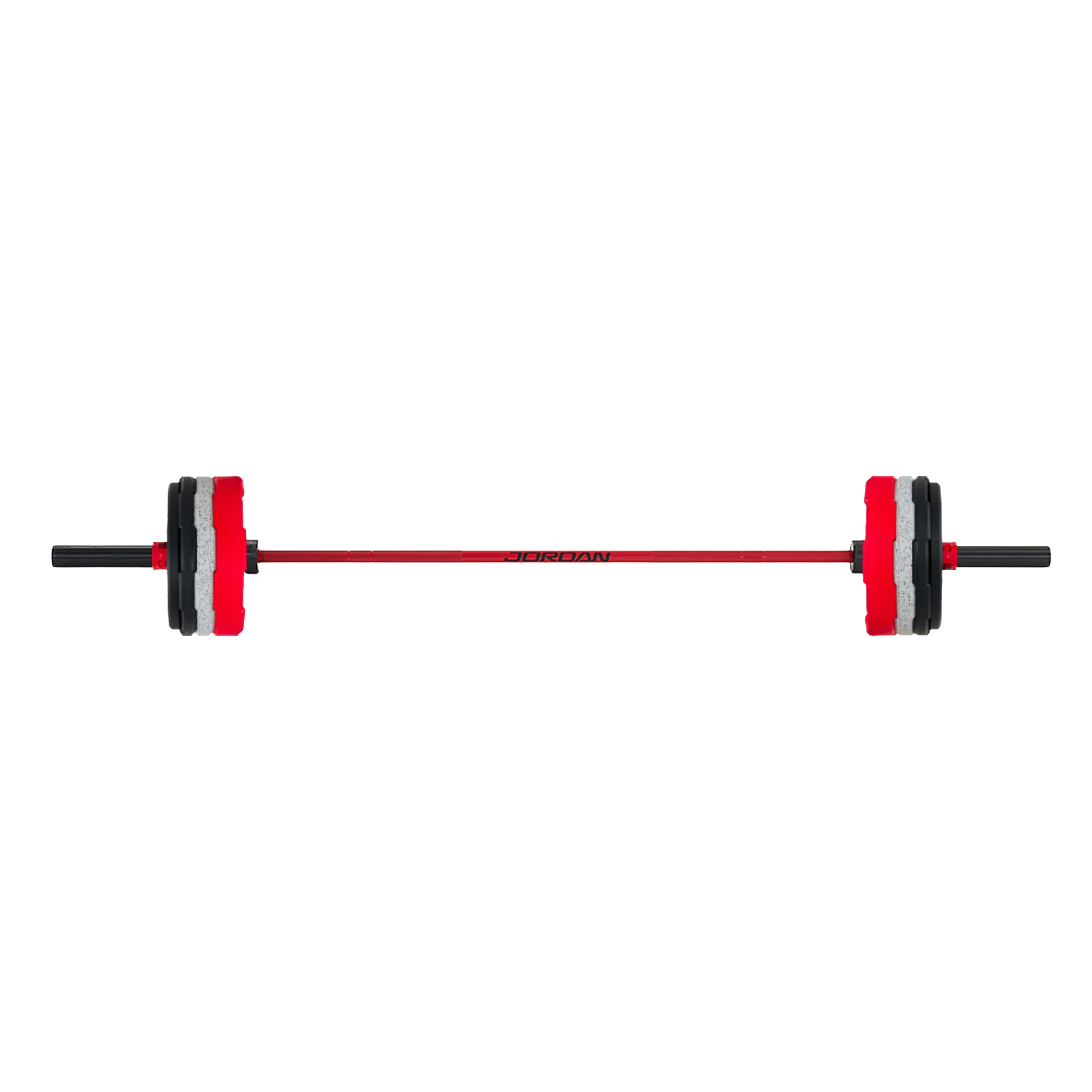 Barbell with 45, 25, 15 and 10 lb bumper plates