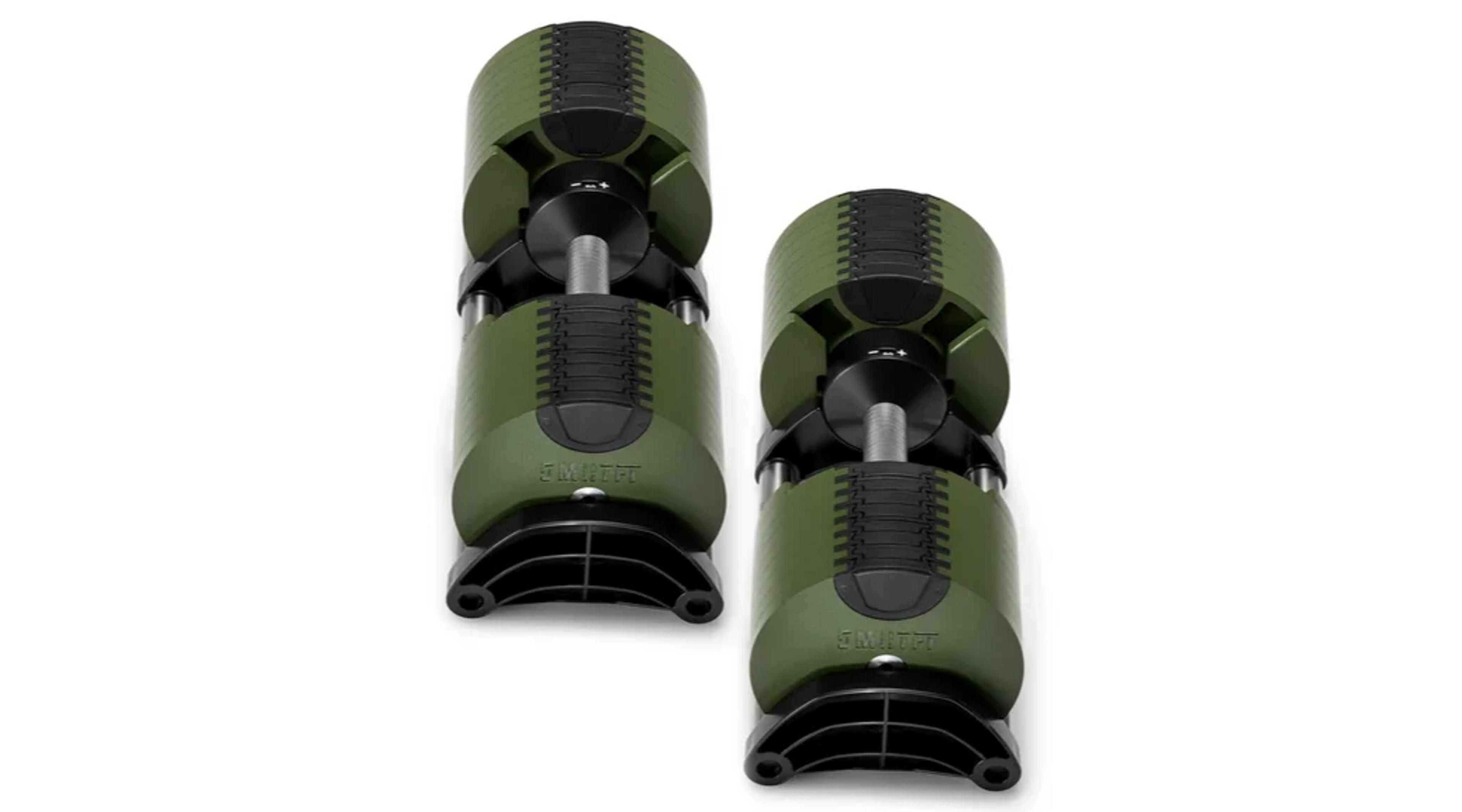 SMRTFT NÜOBELL 80lb Adjustable Dumbbells in Tactical Green