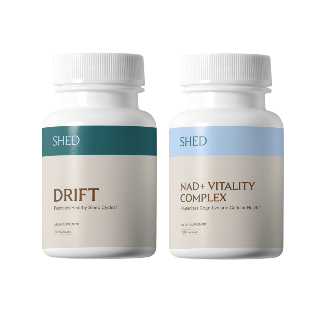 Longevity Bundle package with NAD+ Vitality Complex and Drift supplements