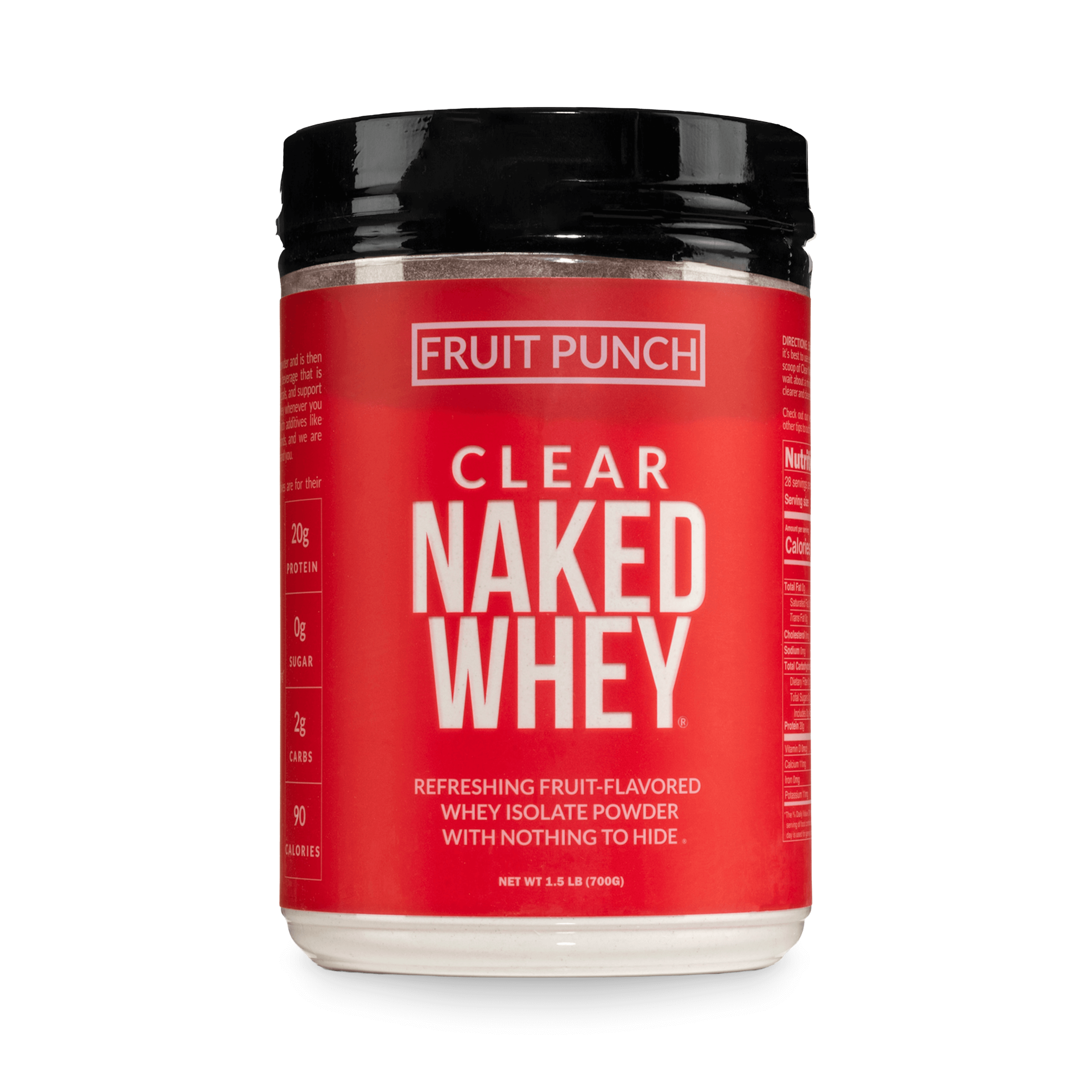 Bag of Clear Naked Whey Fruit Punch protein powder, 2 lb