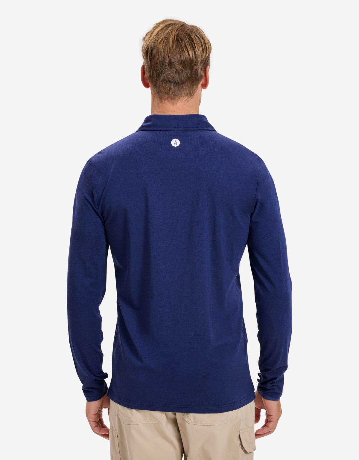 Long Sleeve Polo Shirt UPF 50+ in Navy