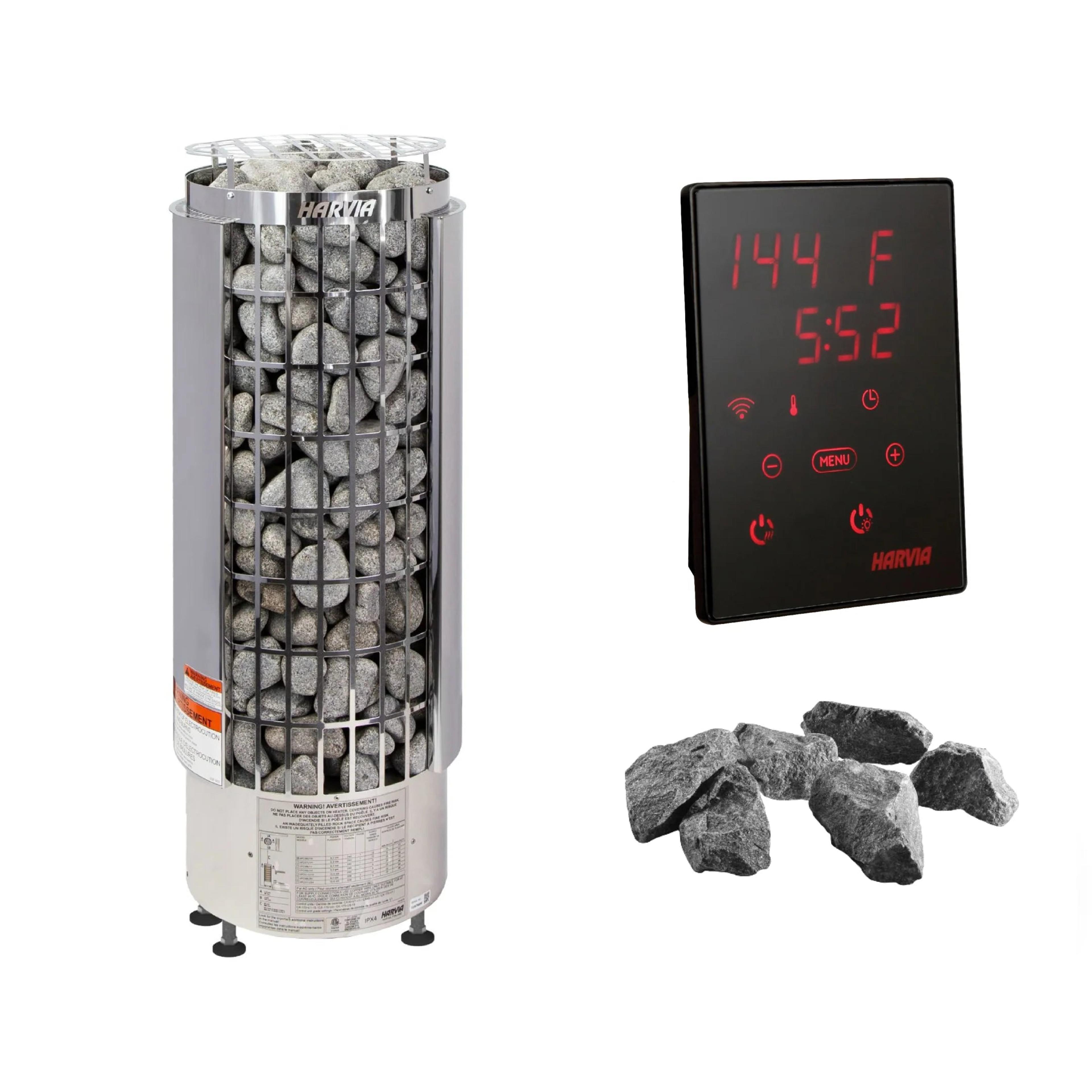 Harvia Cilindro PC110E 10.5kW 240V Electric Sauna Heater Package Xenio CX45 WI-FI Control Package