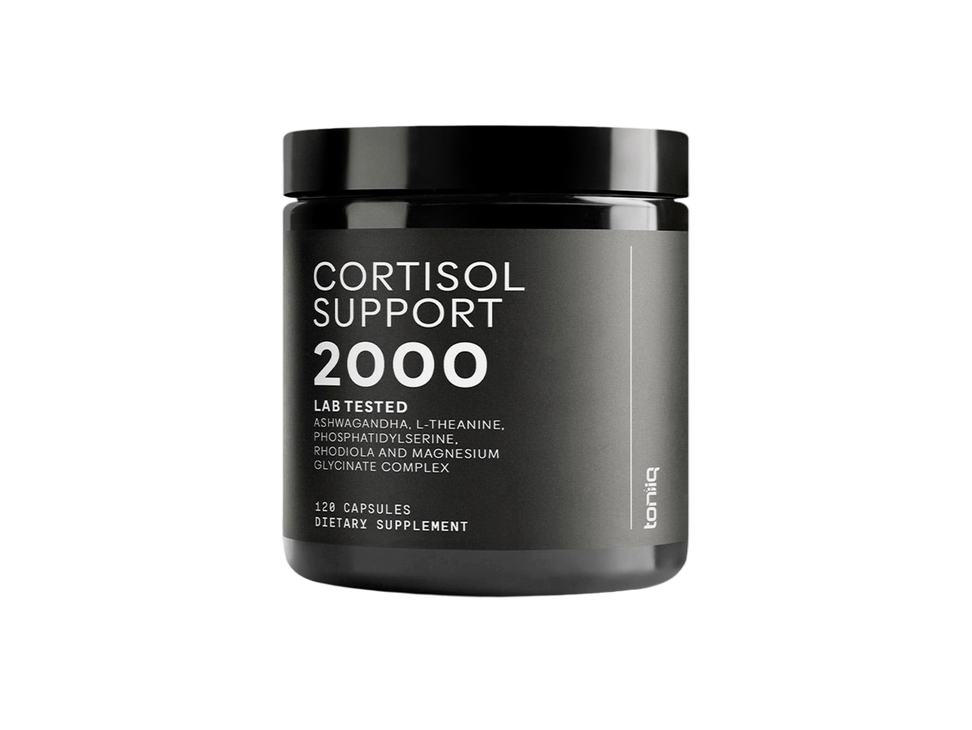 Bottle of Toniiq Cortisol Support 2000 capsules, front view