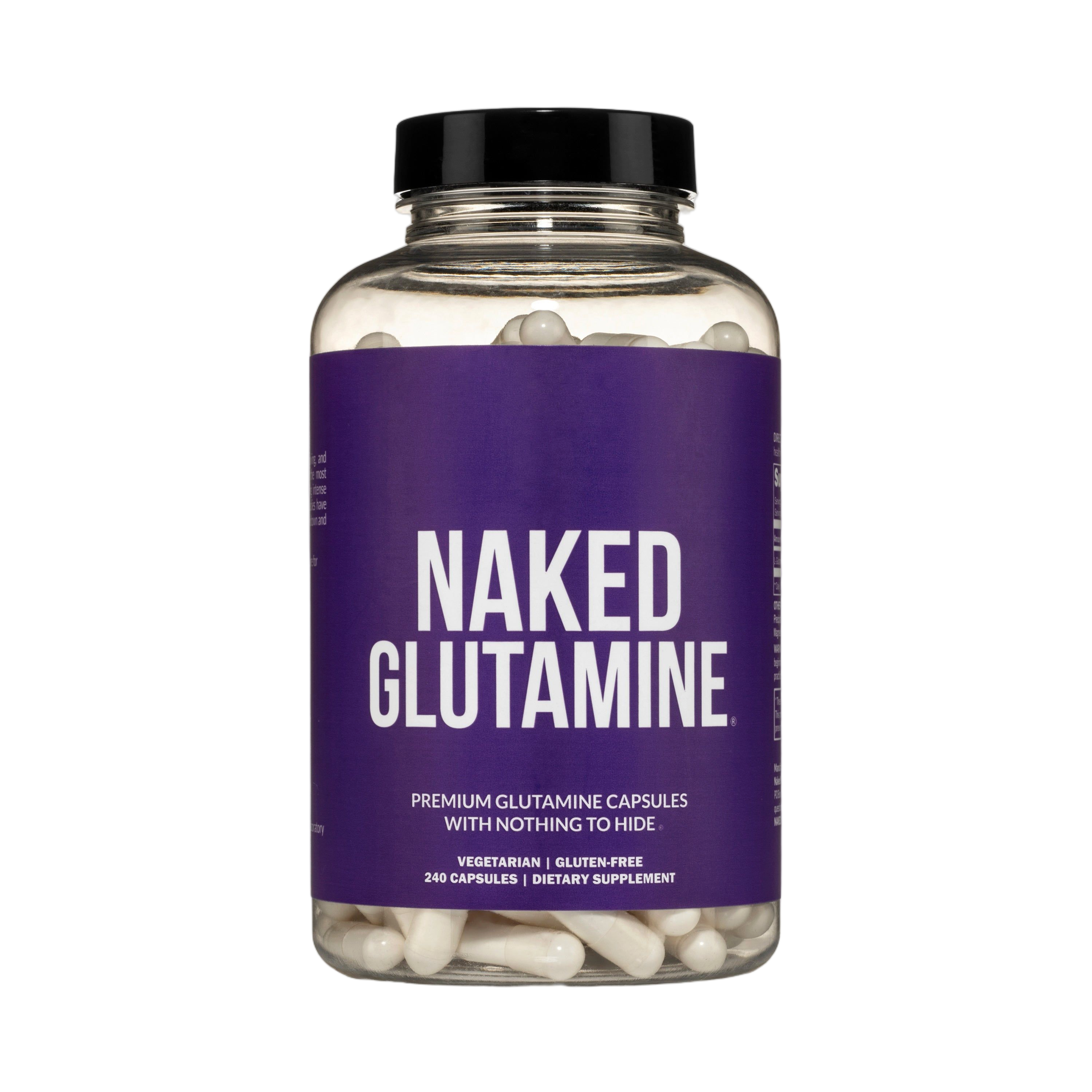 Bottle of 240 Naked Glutamine capsules