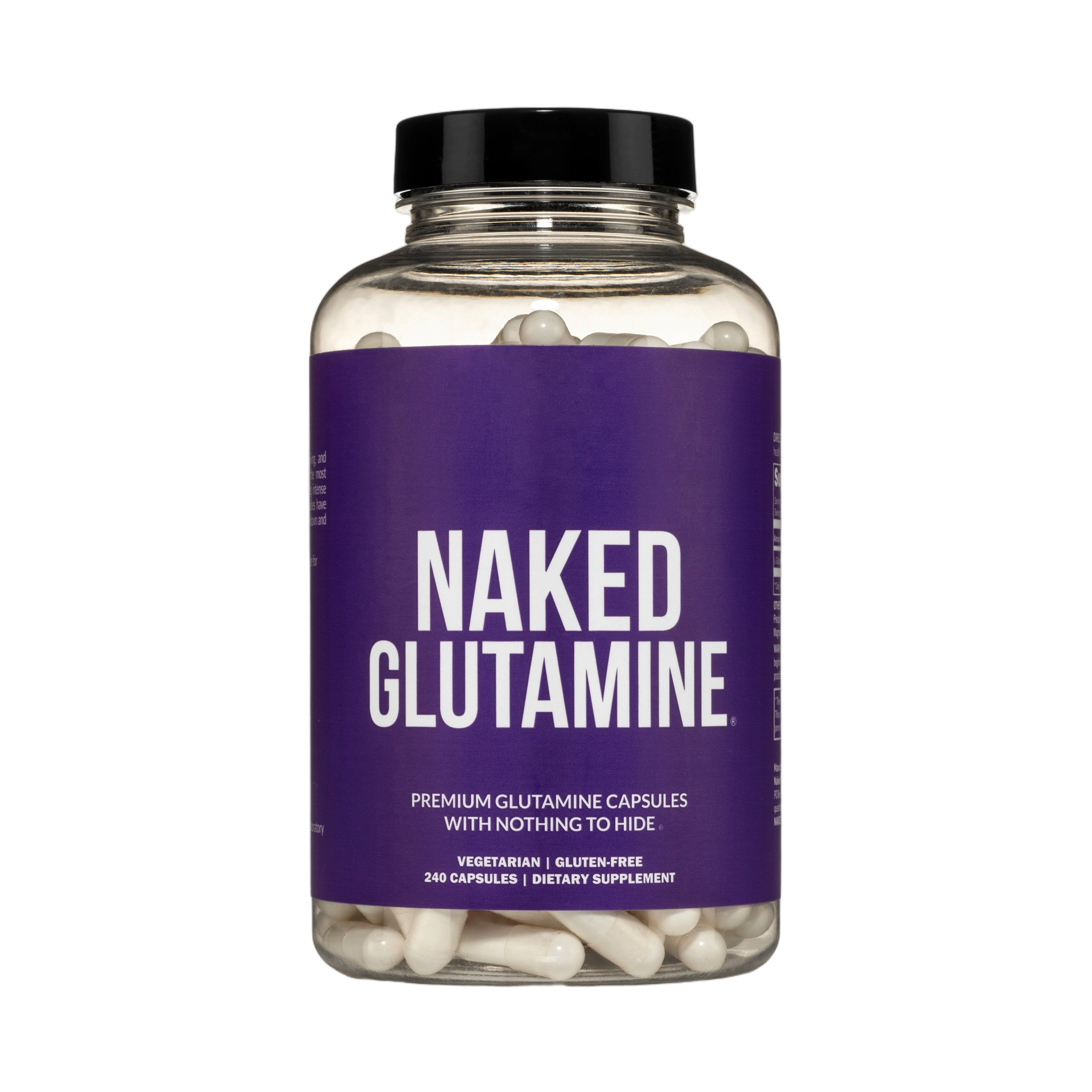 Bottle of 240 Naked Glutamine capsules