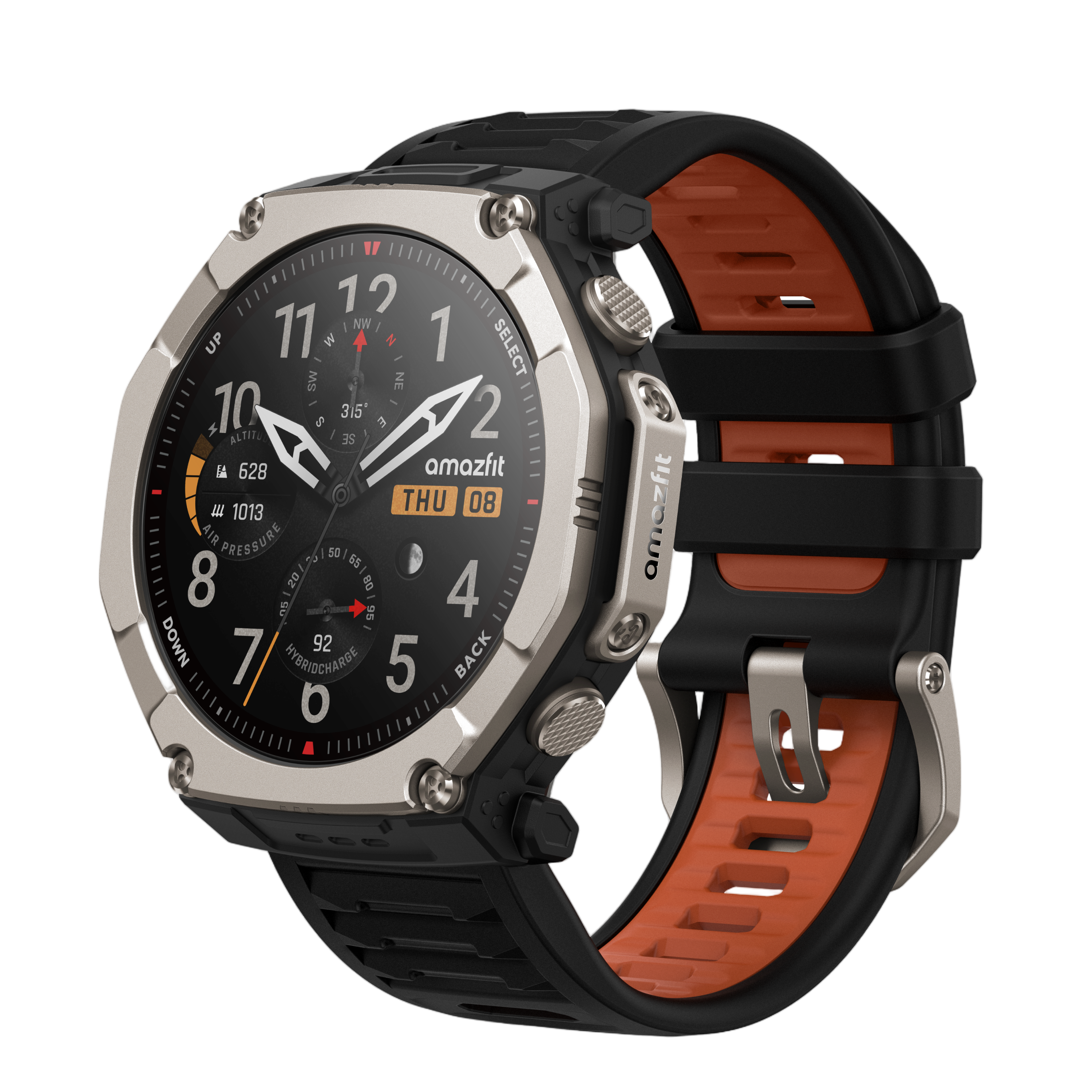 Black Amazfit T-Rex Ultra 2 smartwatch front view