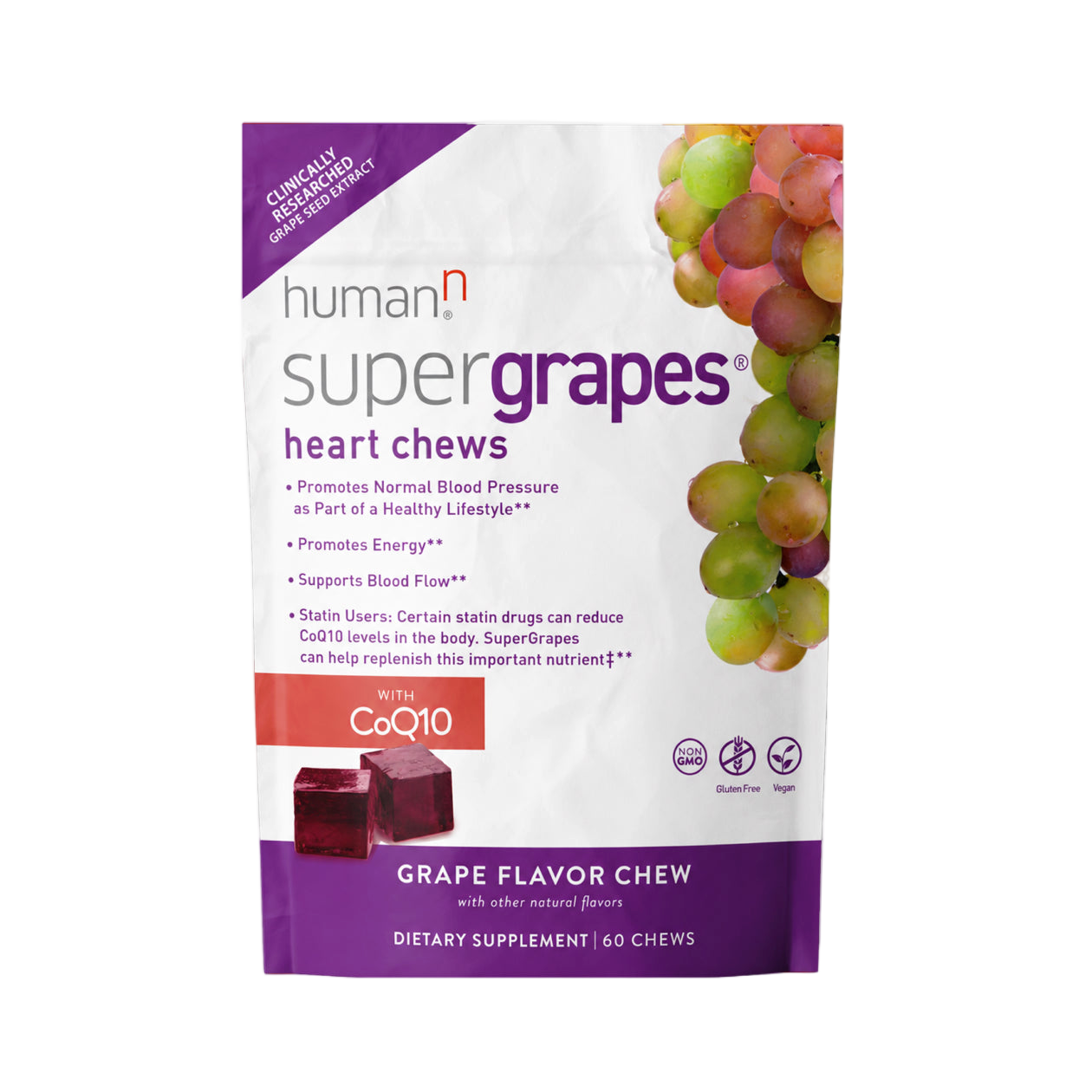SuperGrapes Heart Chews 60-count bottle