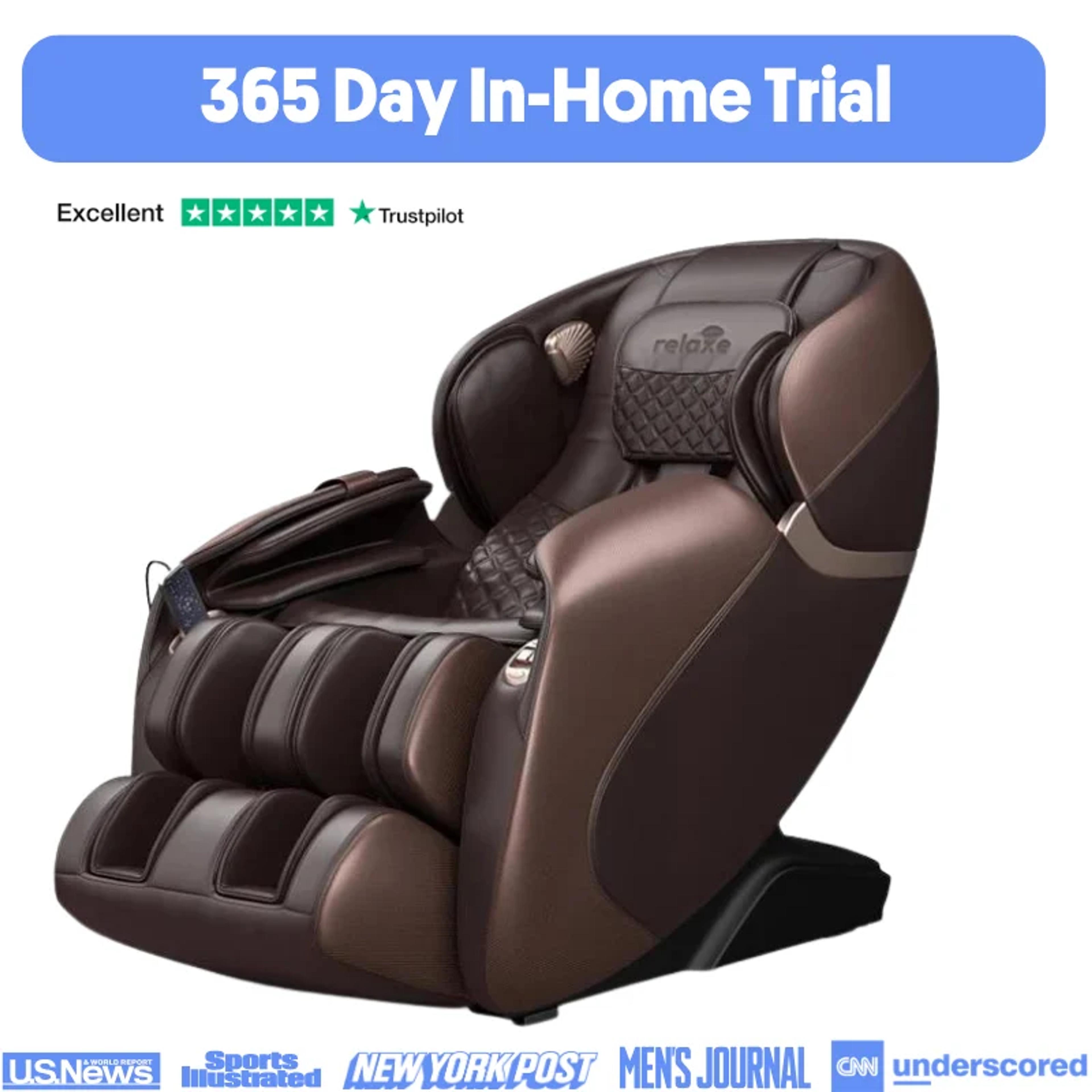 Relaxe Zero-Gravity Shiatsu Massage Chair With Heating (SL-Track) - Hickory Brown in Hickory Brown