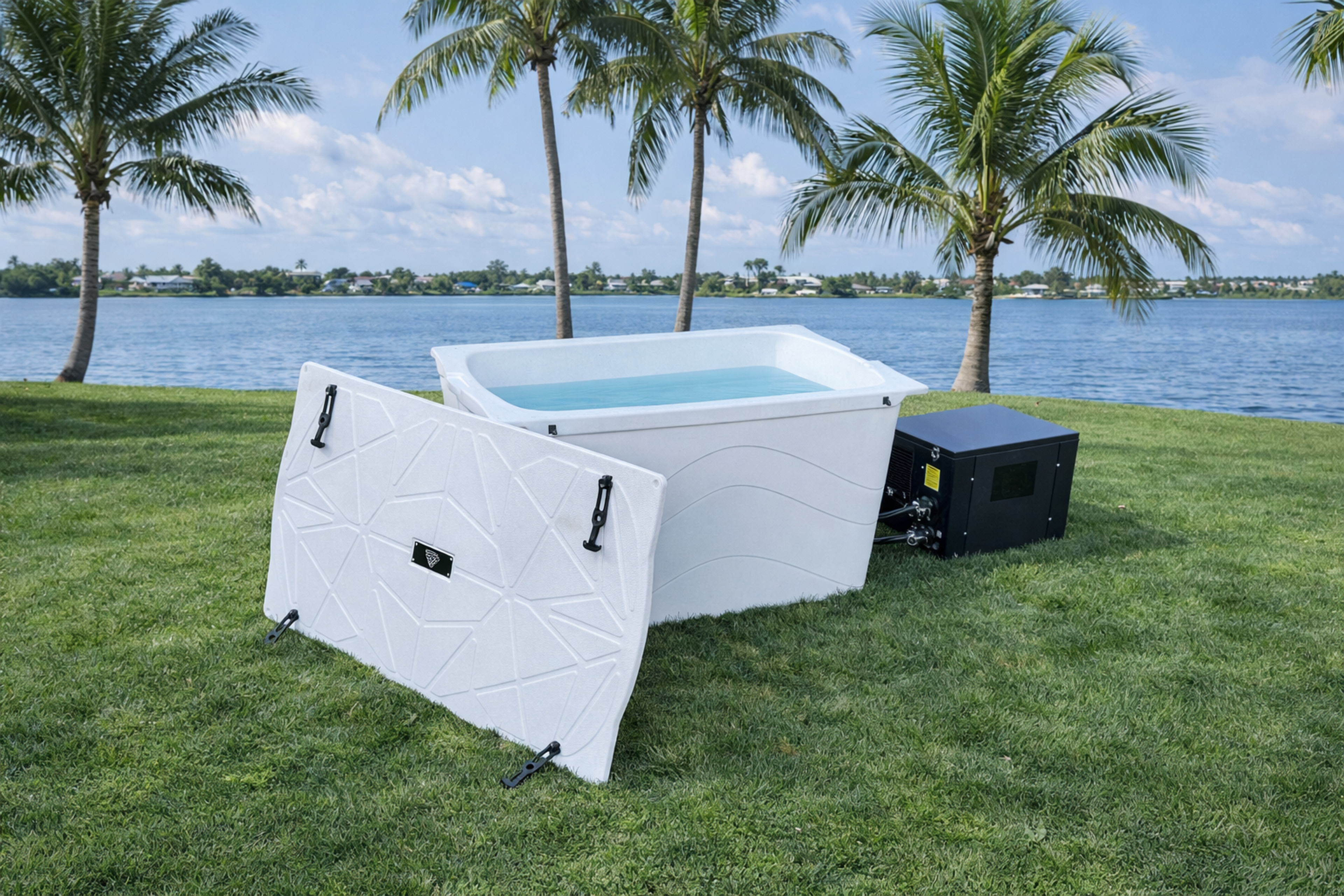 Frozin Complete Cold Plunge System White Granite image 2