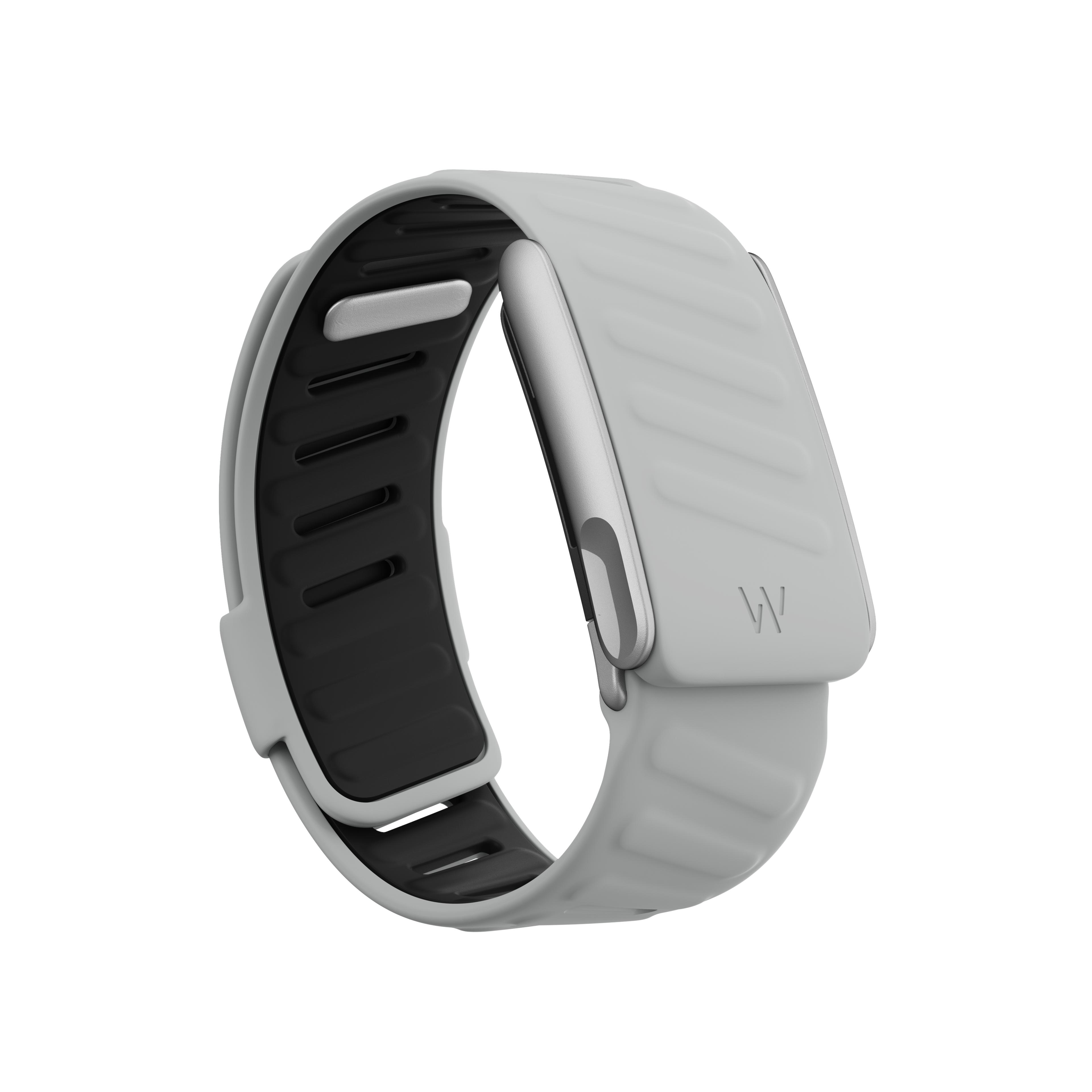 WHOOP 5.0 MG in the Drift SportFlex strap, in grey.