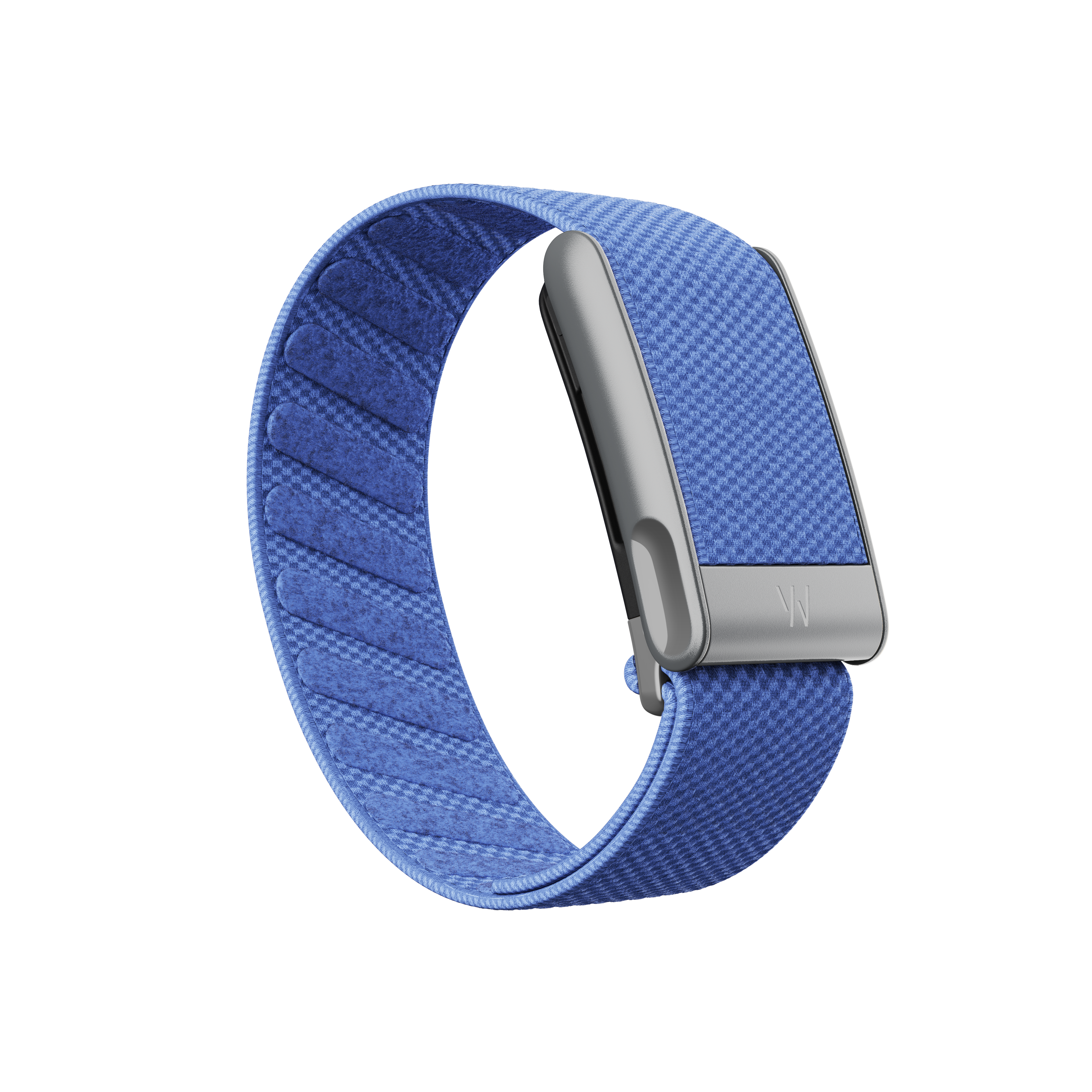 WHOOP 5.0 MG in the Grotto strap, in blue.