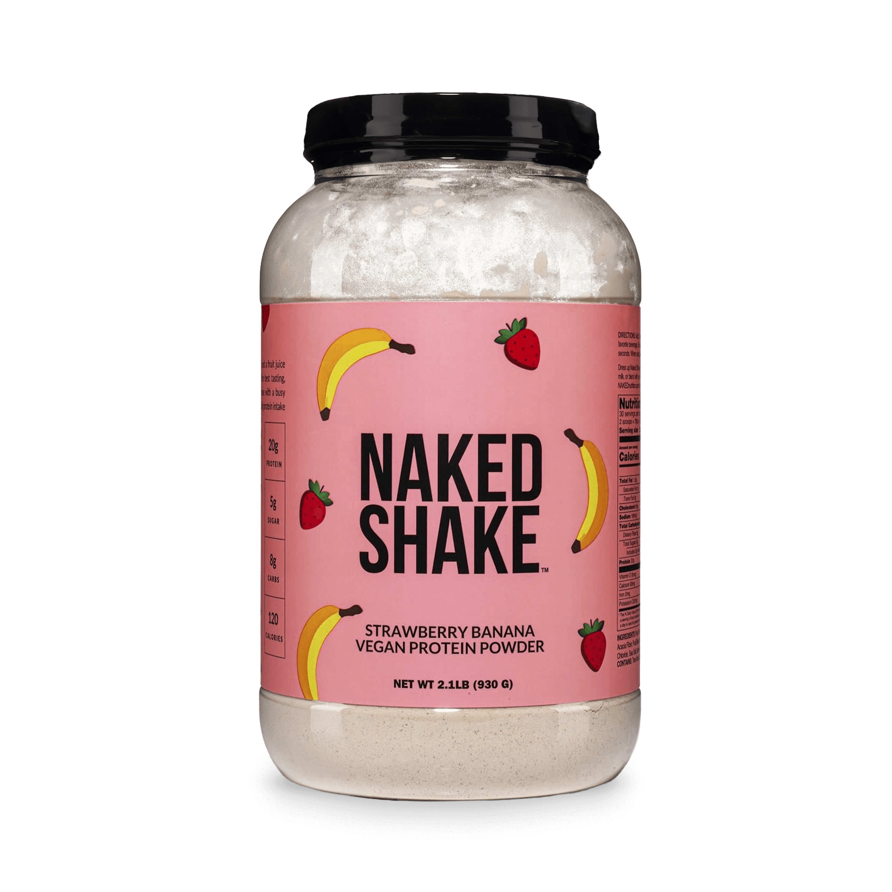 Tub of Naked Shake Strawberry Banana protein powder