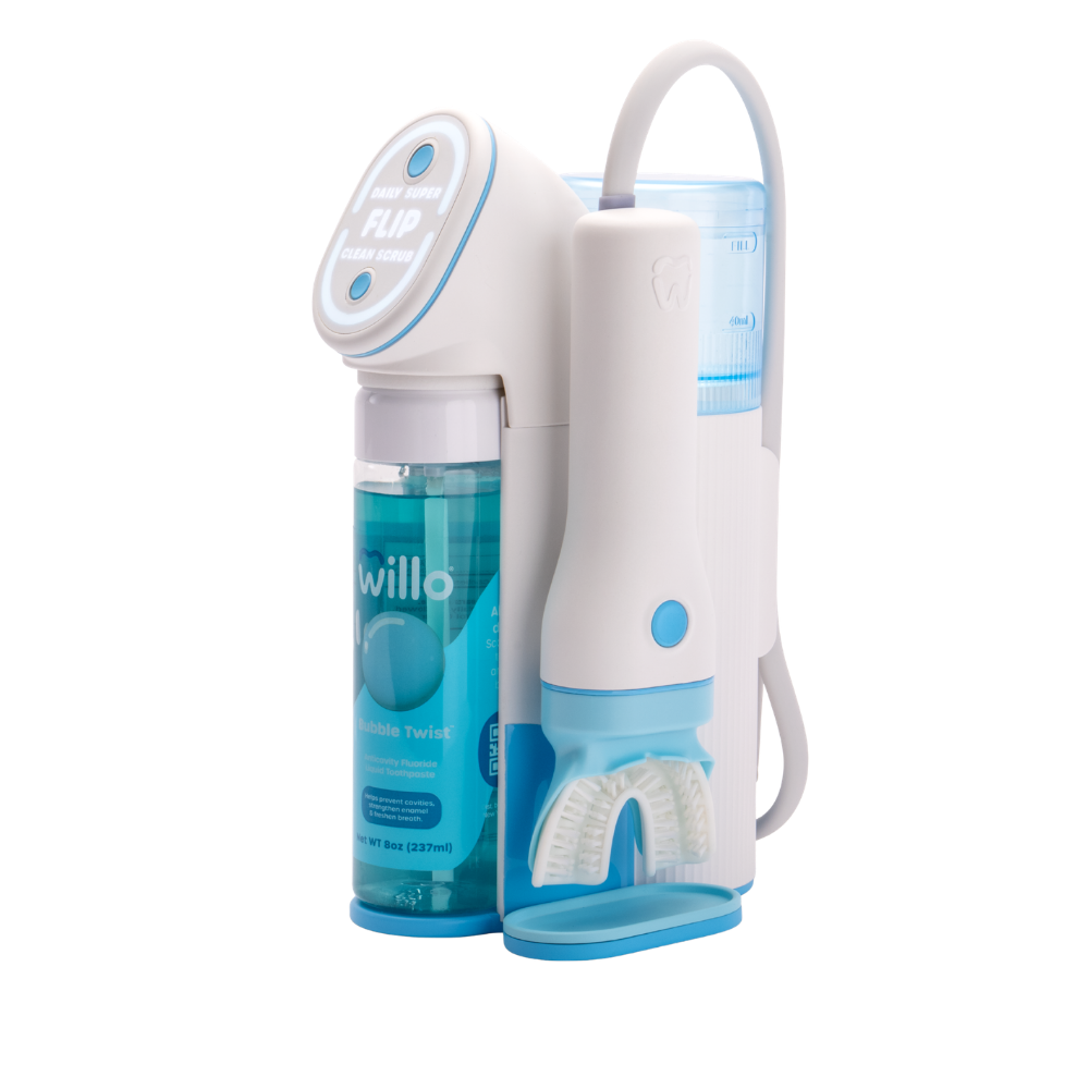 Badge noting orthodontic risk consideration for AutoFlo toothbrush