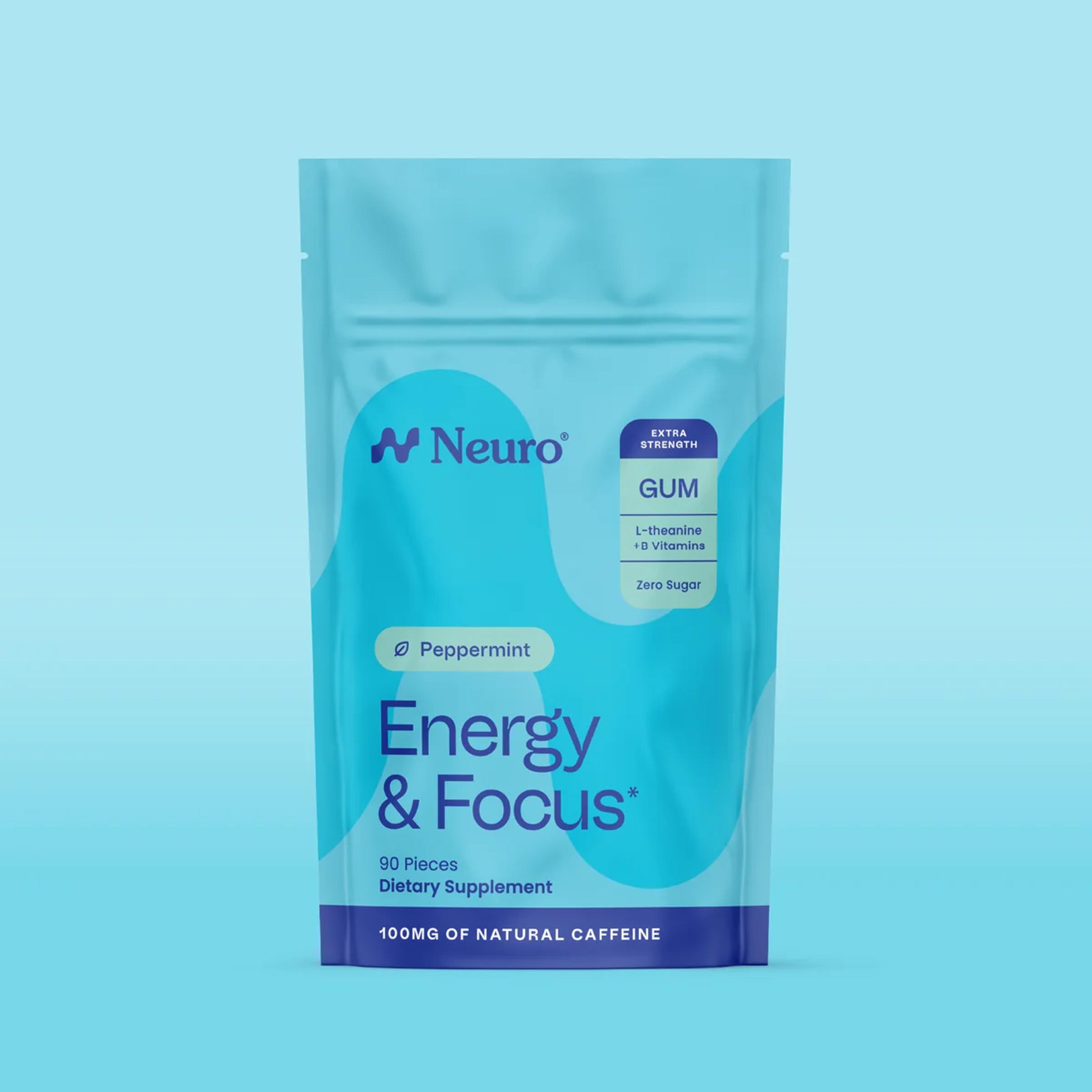 Product image for Neuro Extra Strength Energy & Focus™ Gum | 100mg Caffeine in Peppermint