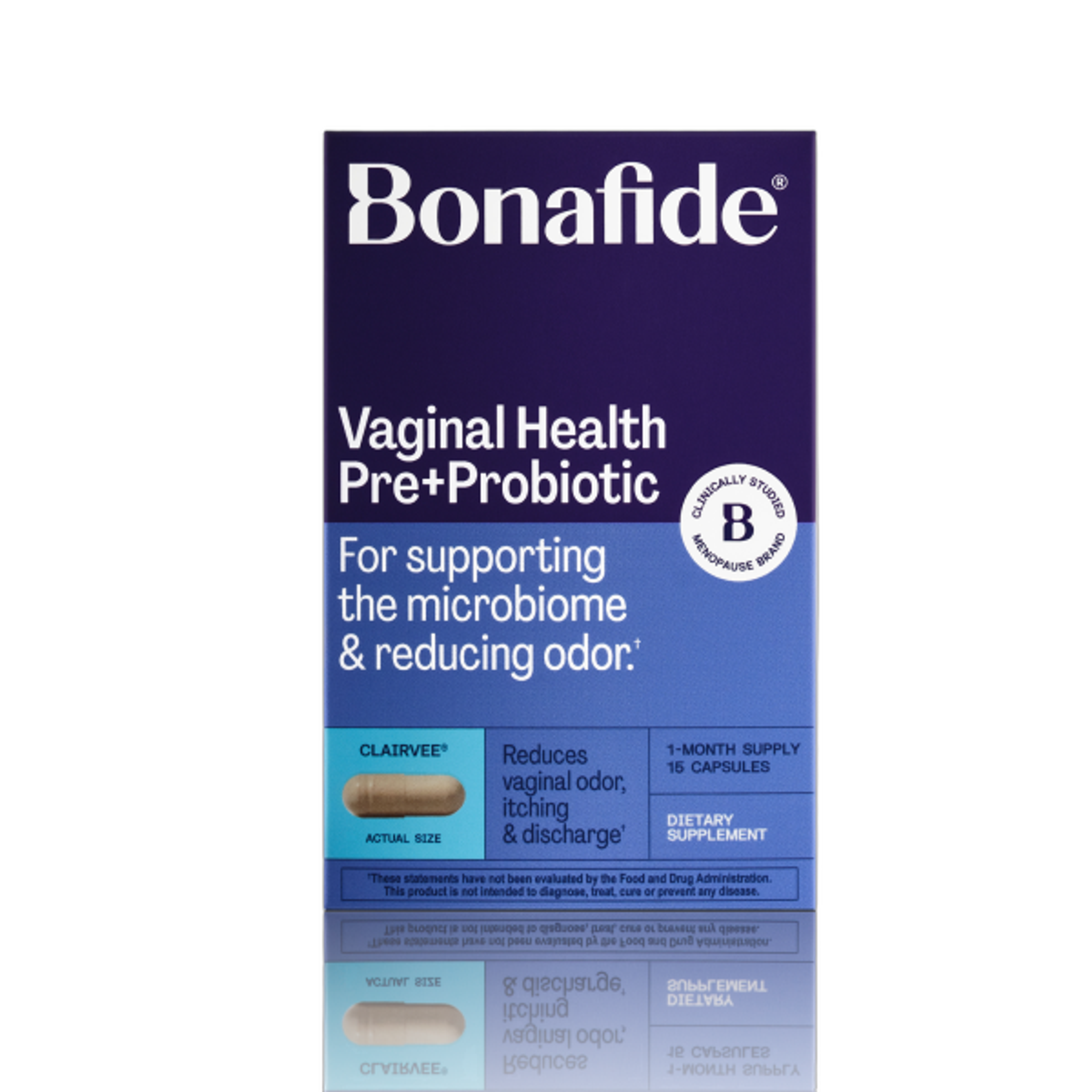 Bonafide Clairvee Vaginal Probiotic for Relief from Odor, Itching & Discharge, 1-Month Supply (15 Capsules)