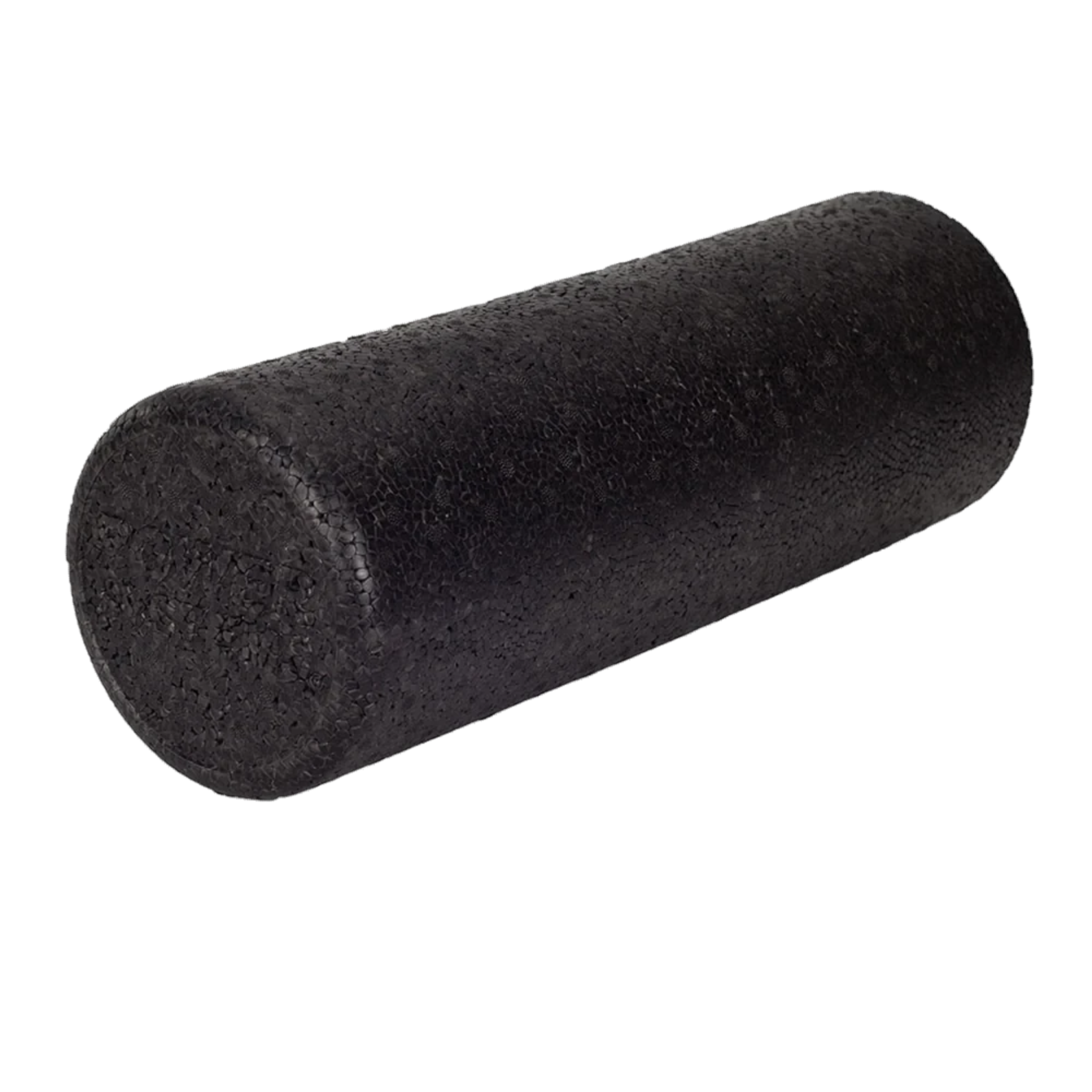 A black textured cylindrical foam roller.