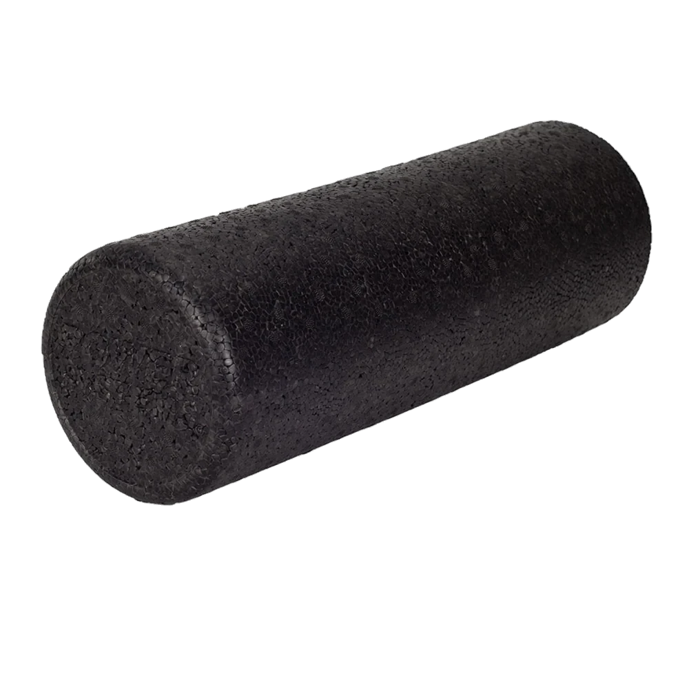 A black textured cylindrical foam roller.