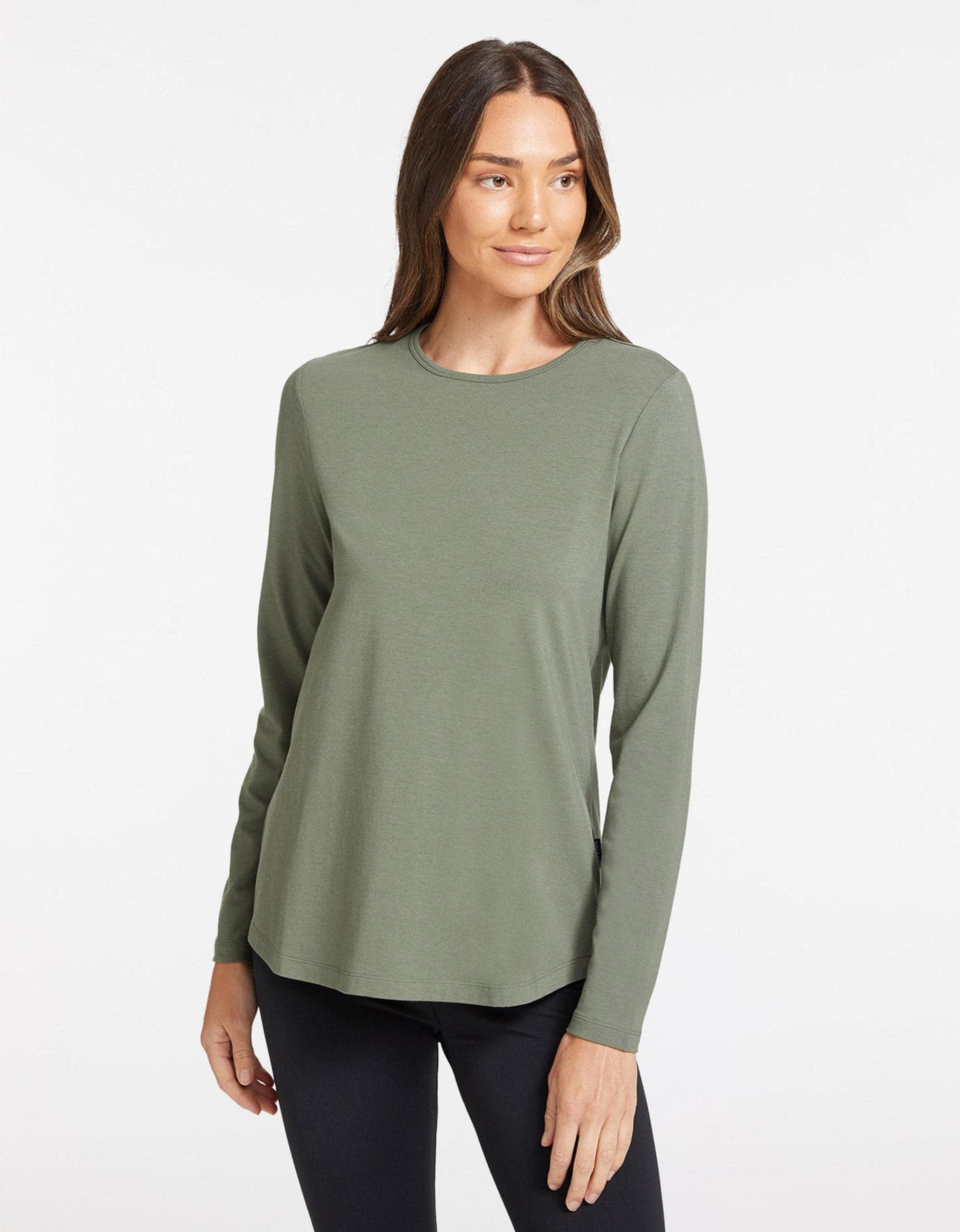 Loose Fit Long Sleeve Swing Top UPF 50+ in Eucalyptus Green