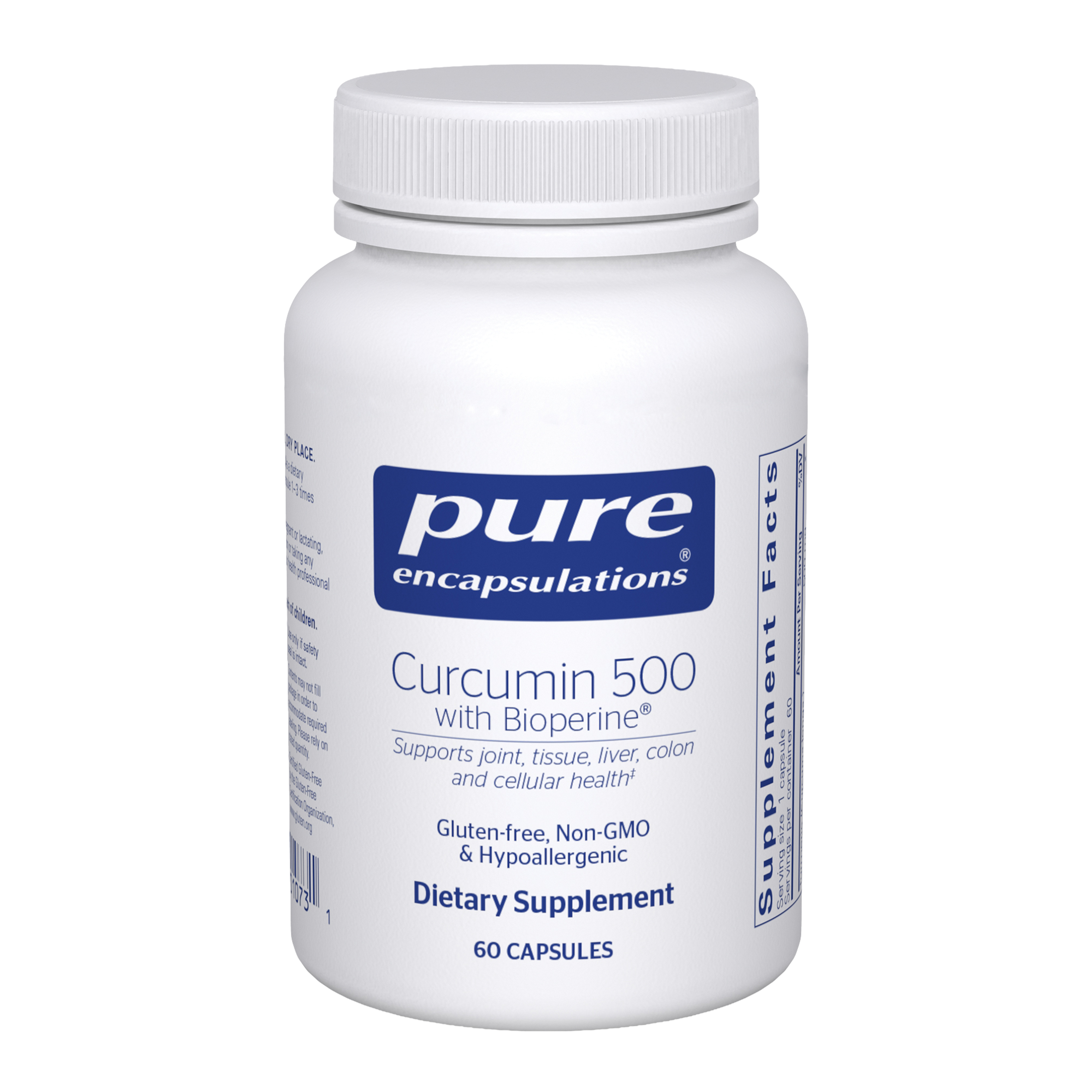 Bottle of Pure Encapsulations Curcumin 500 with Bioperine, 60 capsules