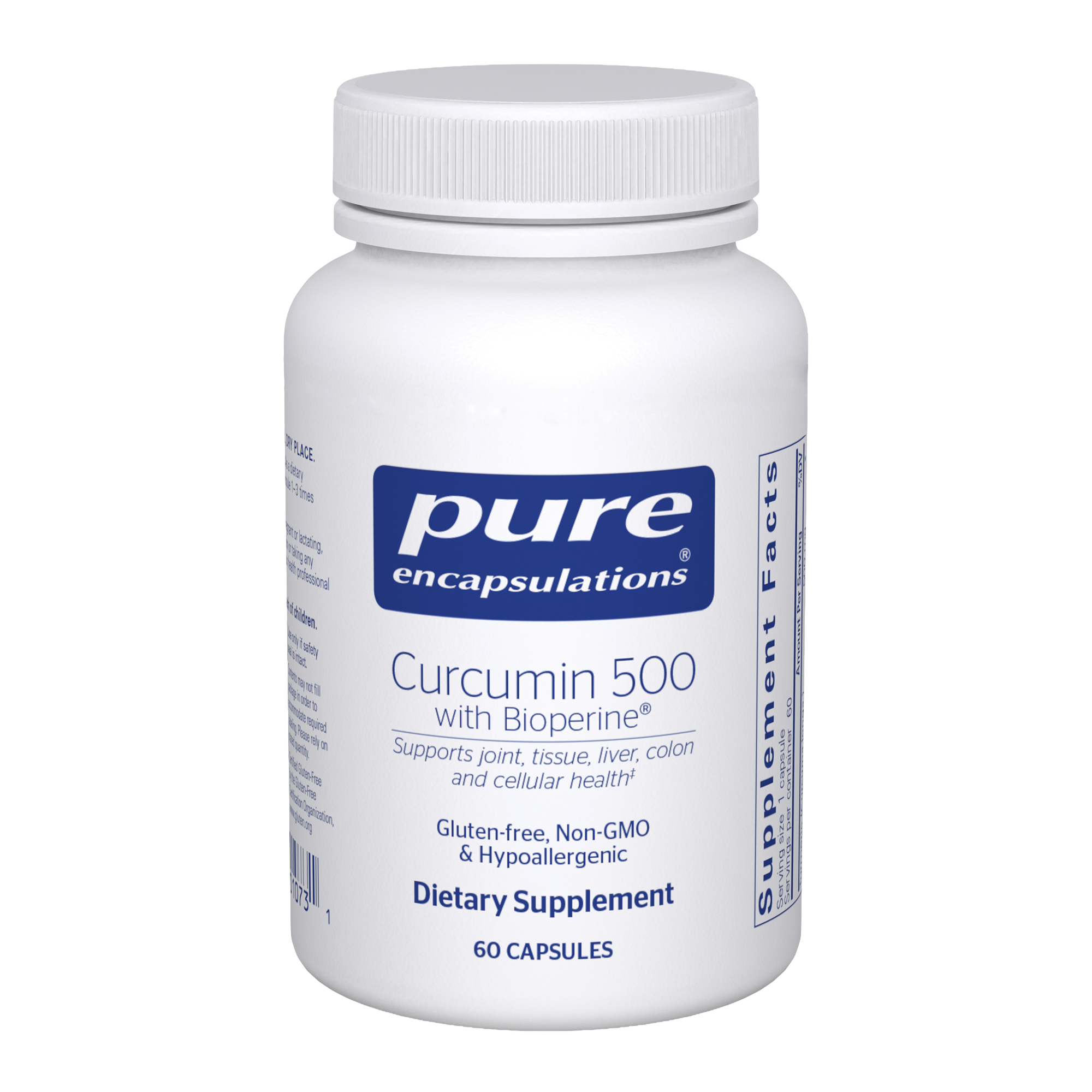 Bottle of Pure Encapsulations Curcumin 500 with Bioperine, 60 capsules