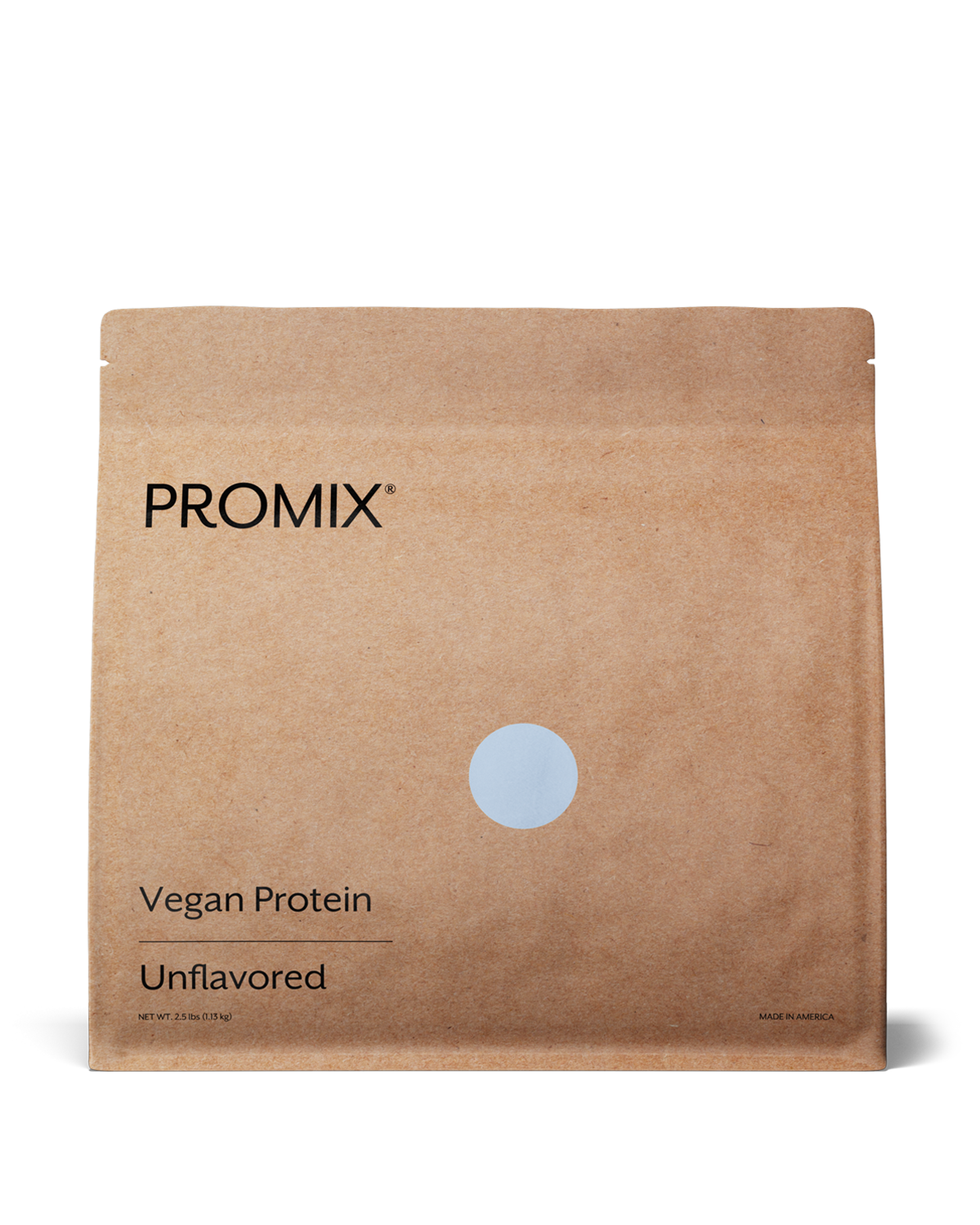Promix 2.5lb unflavored vegan protein powder packaging, single bag