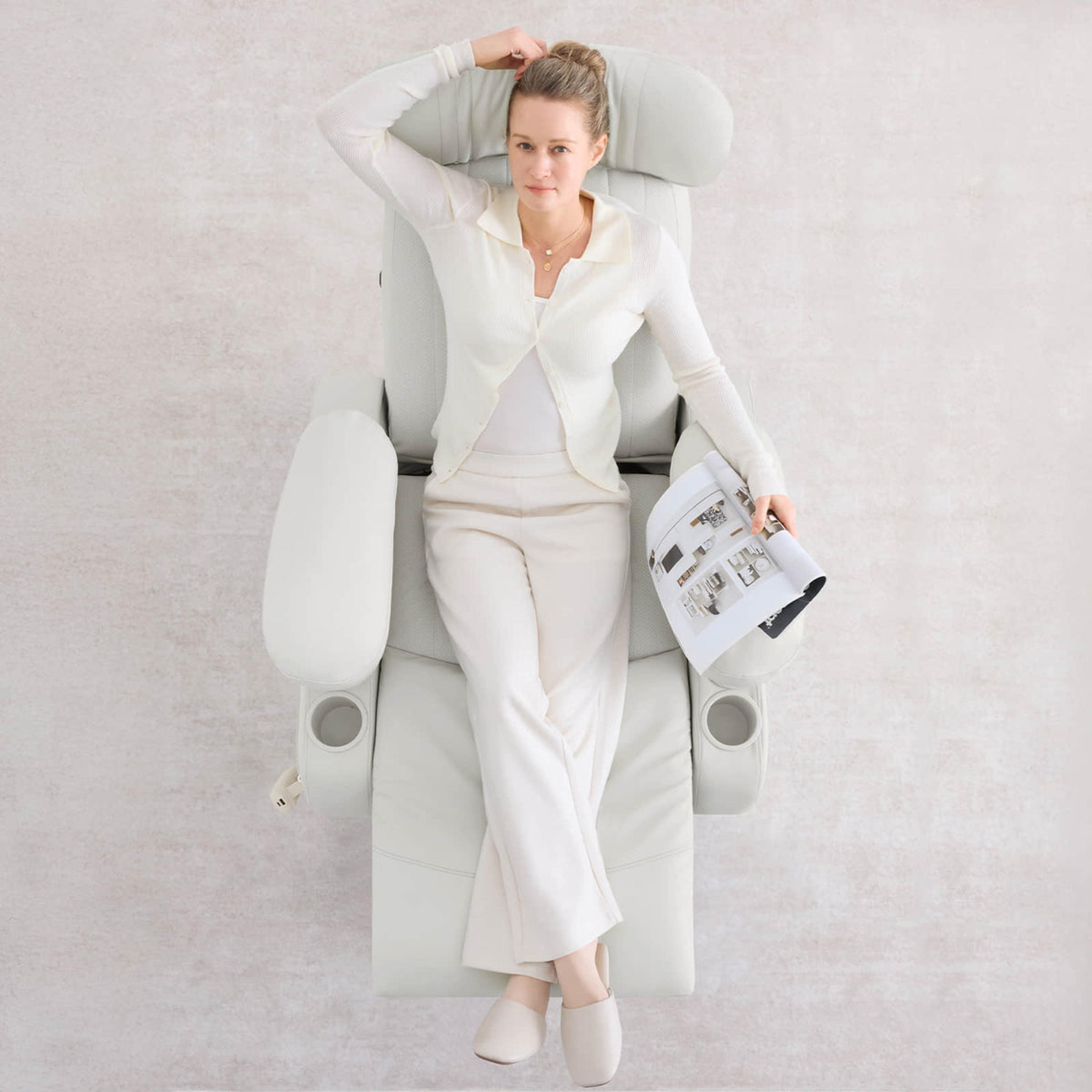 Lullapod Max Massage Nursery Chair with HugAssist™ Armrest in Off White