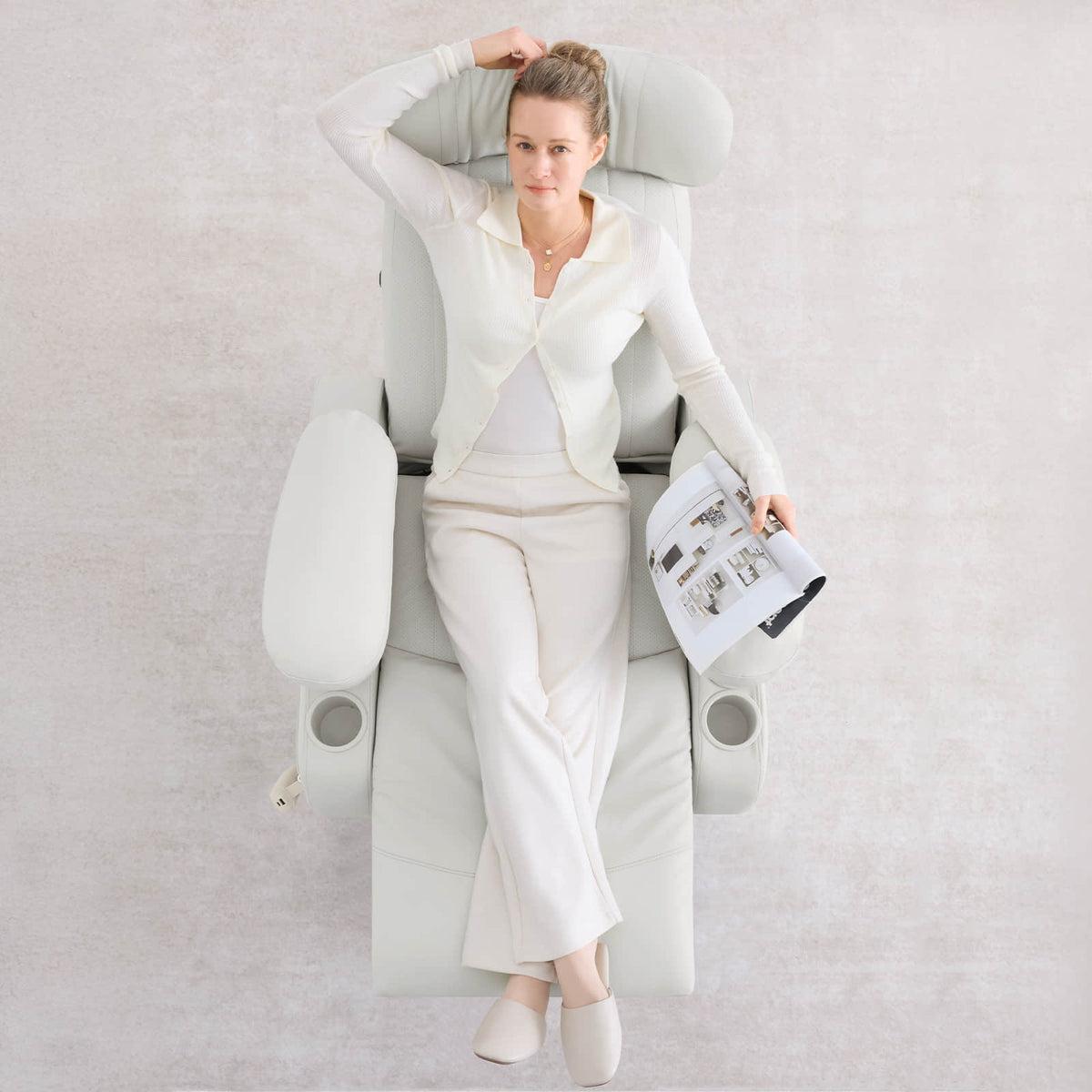 Lullapod Max Massage Nursery Chair with HugAssist™ Armrest in Off White