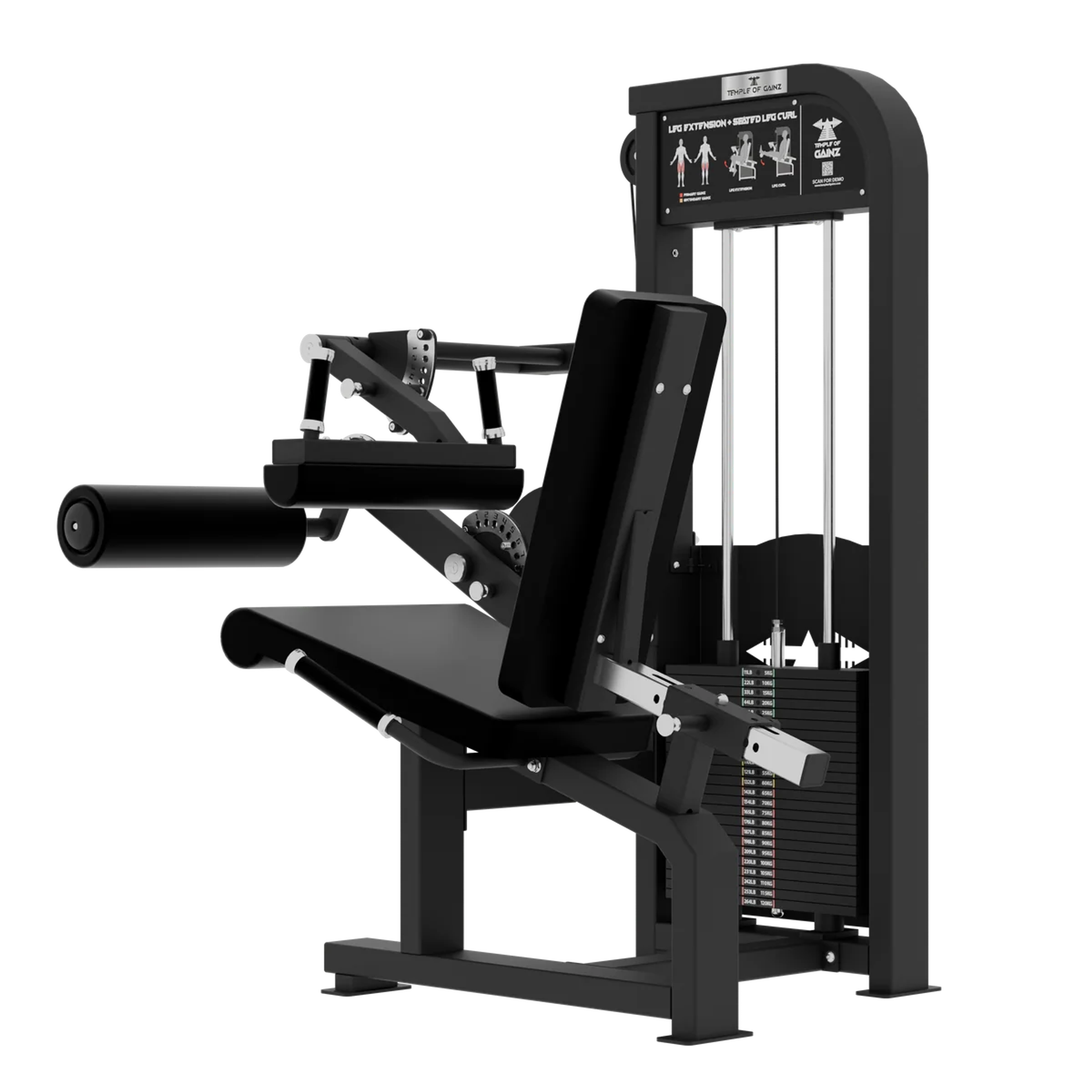 SELECTORIZED LEG EXTENSION + SEATED LEG CURL VERSION 3 in Black