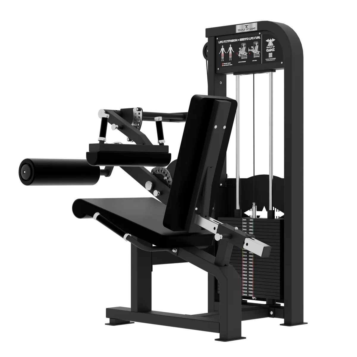 SELECTORIZED LEG EXTENSION + SEATED LEG CURL VERSION 3 in Black