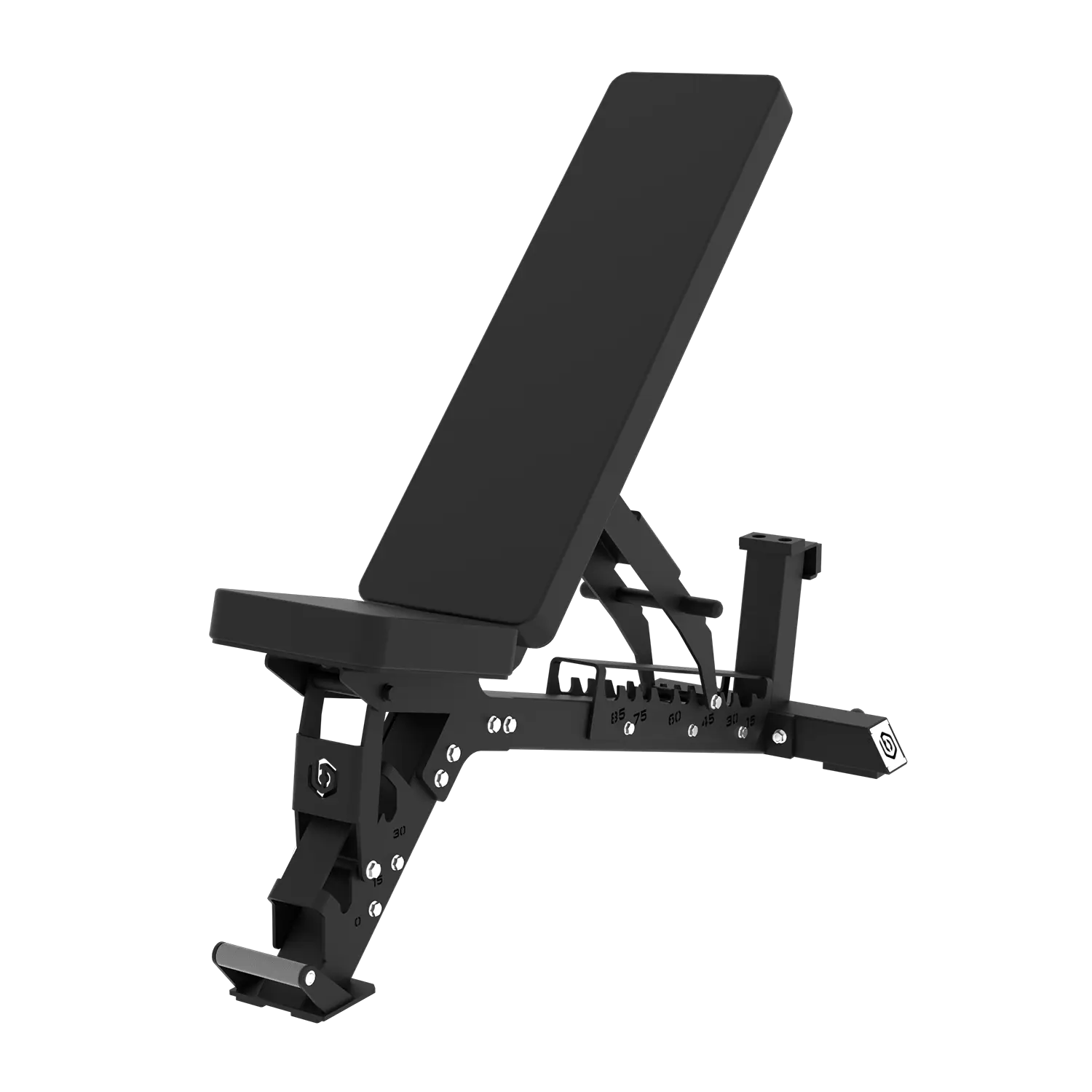 Black adjustable weight bench with steel frame