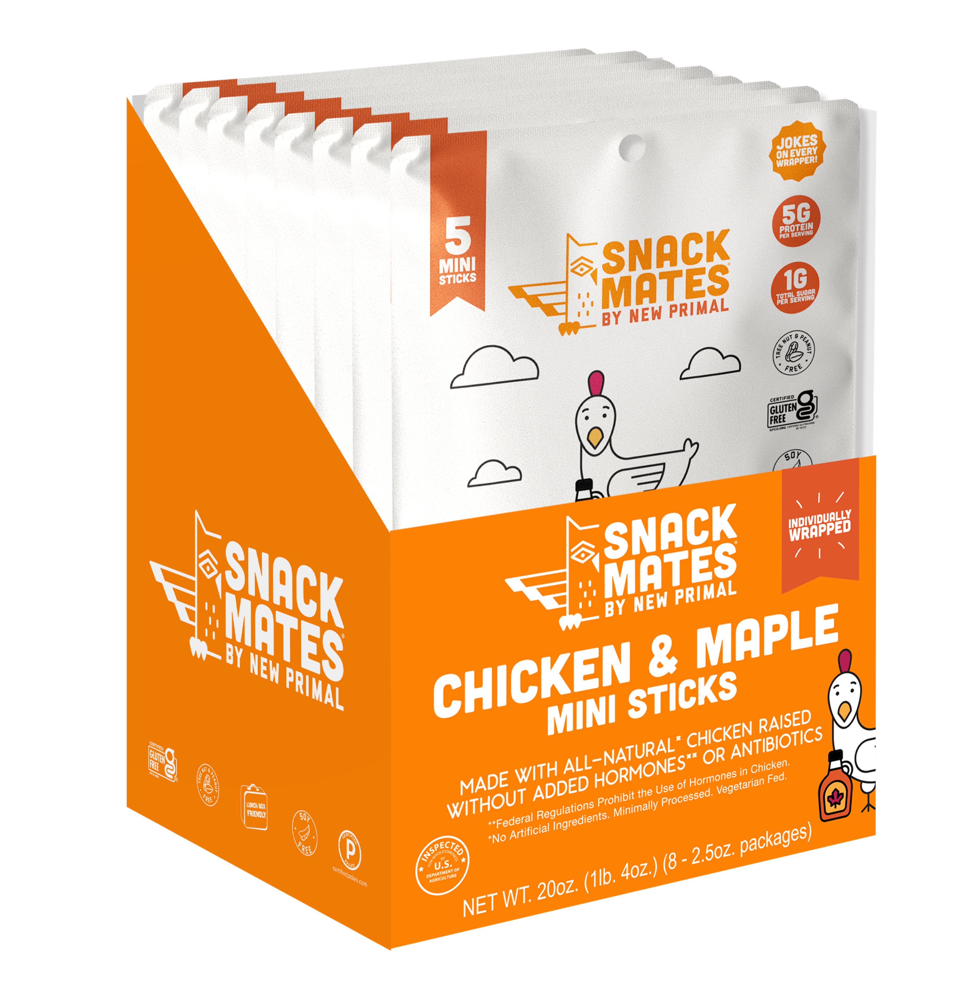 Snack Mates Chicken & Maple Mini Meat Sticks (8 Bags, 40 Mini-Sticks)