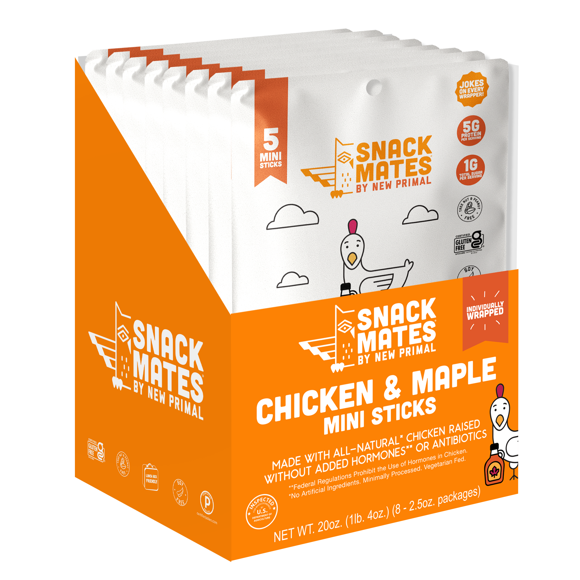 Snack Mates Chicken & Maple Mini Meat Sticks (8 Bags, 40 Mini-Sticks)